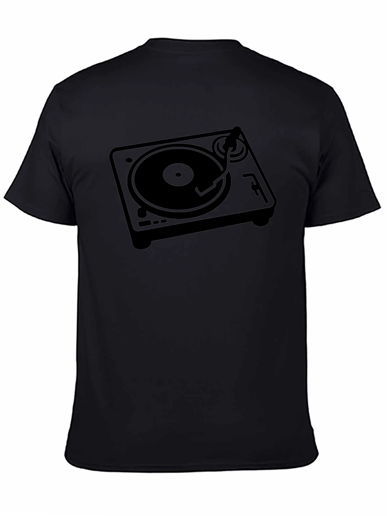 Retro Turntable Graphic Tee - Black DJ Shirt