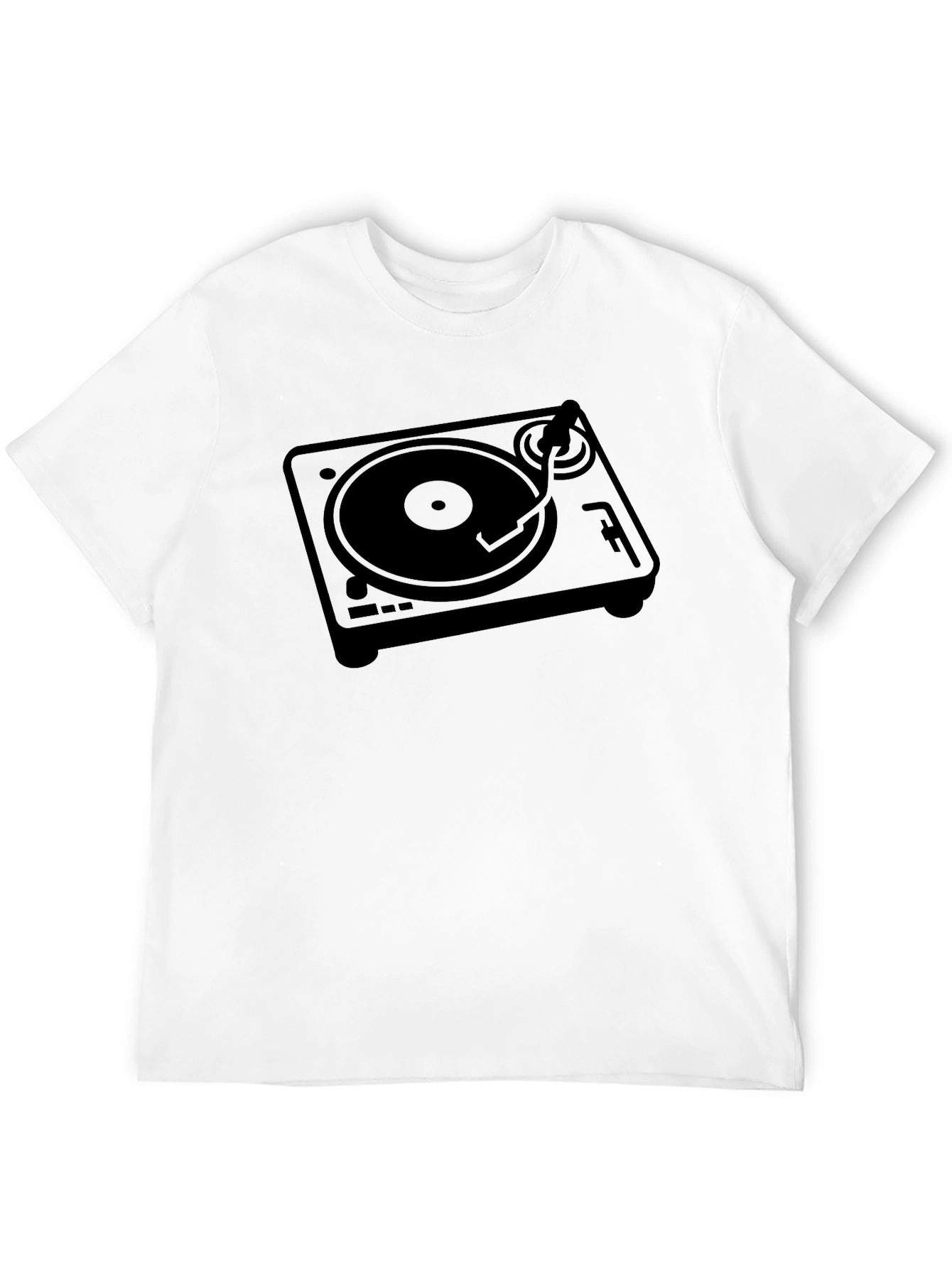 Retro Turntable Graphic Tee - Black DJ Shirt