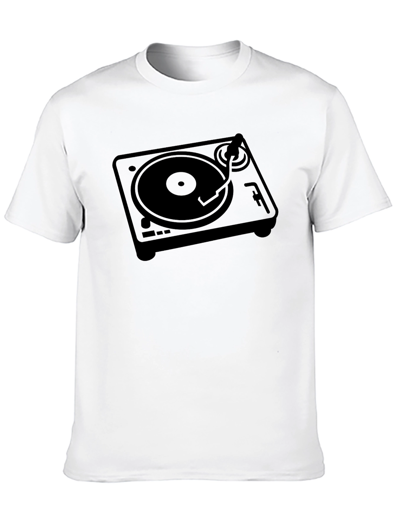 Retro Turntable Graphic Tee - Black DJ Shirt