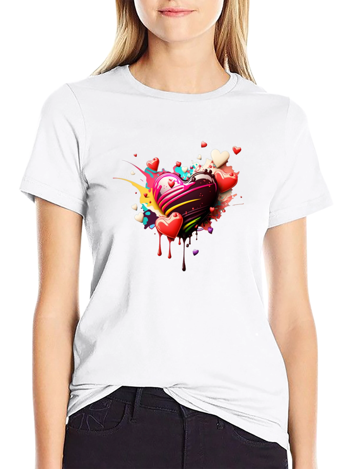 Heart Splash Black T-Shirt