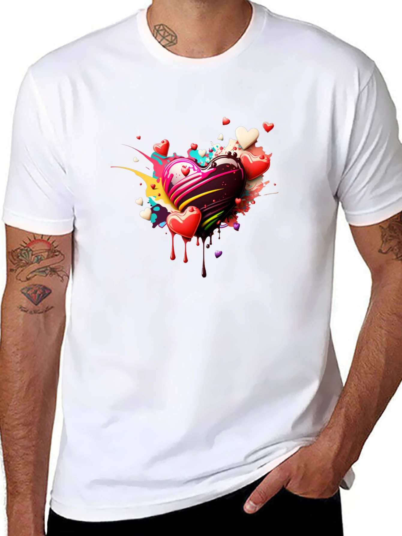 Heart Splash Black T-Shirt
