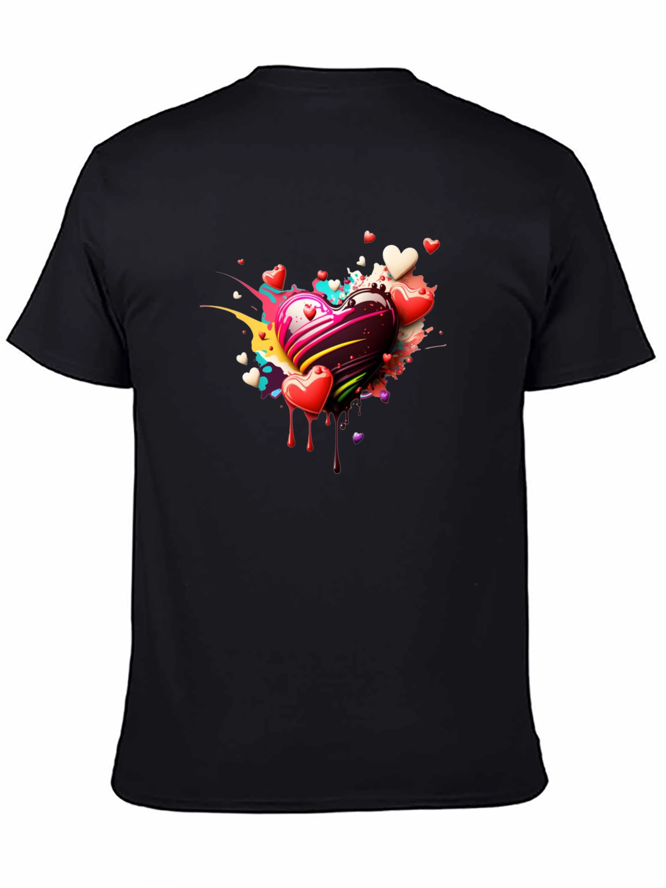 Heart Splash Black T-Shirt
