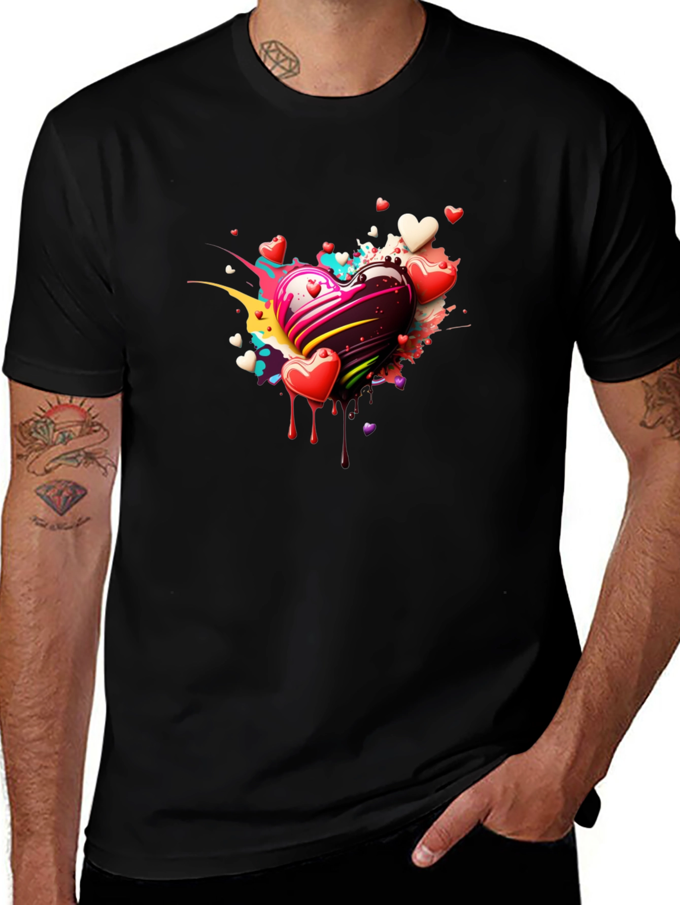 Heart Splash Black T-Shirt