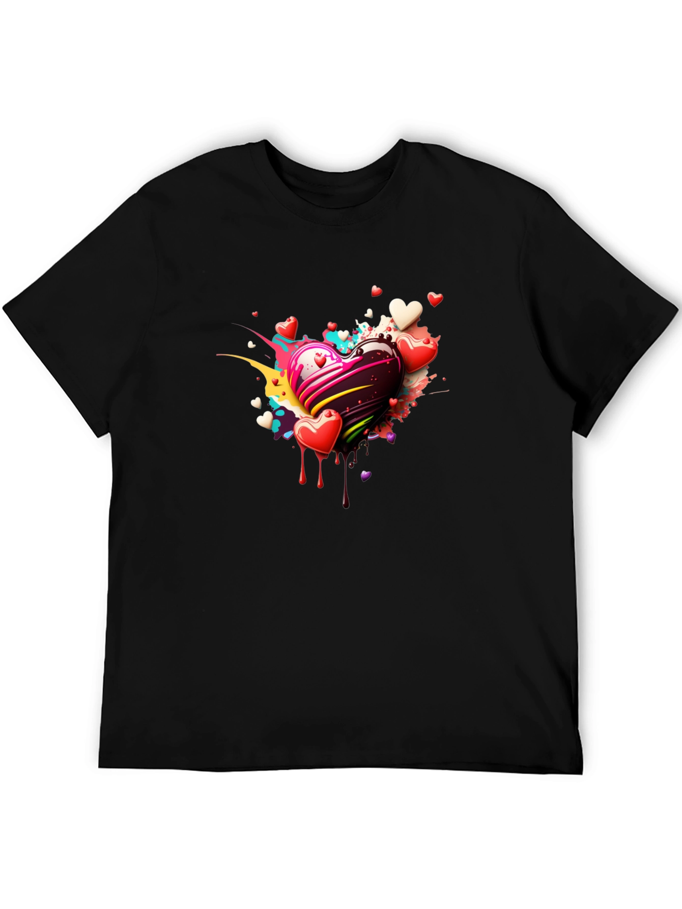 Heart Splash Black T-Shirt