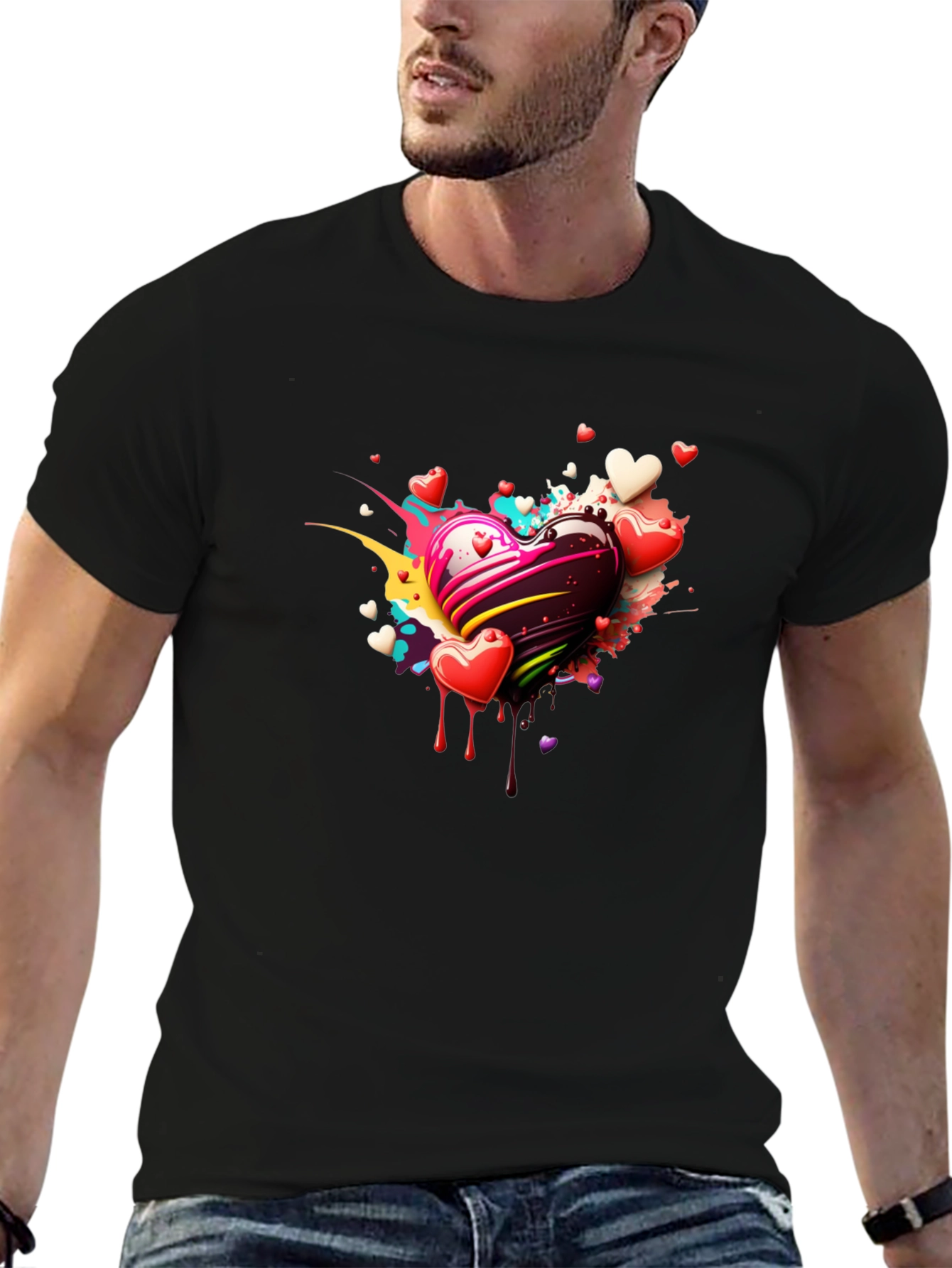 Heart Splash Black T-Shirt