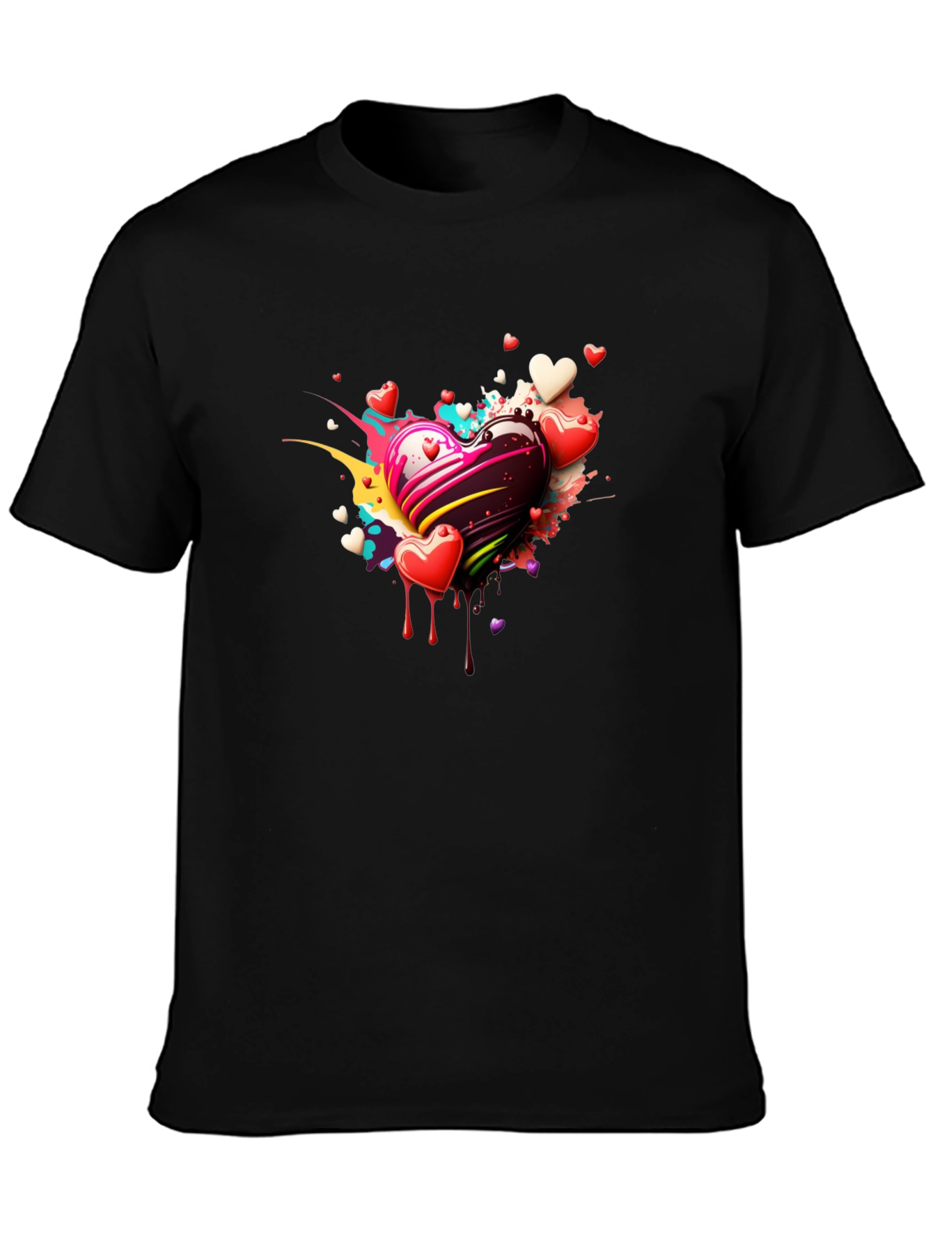 Heart Splash Black T-Shirt