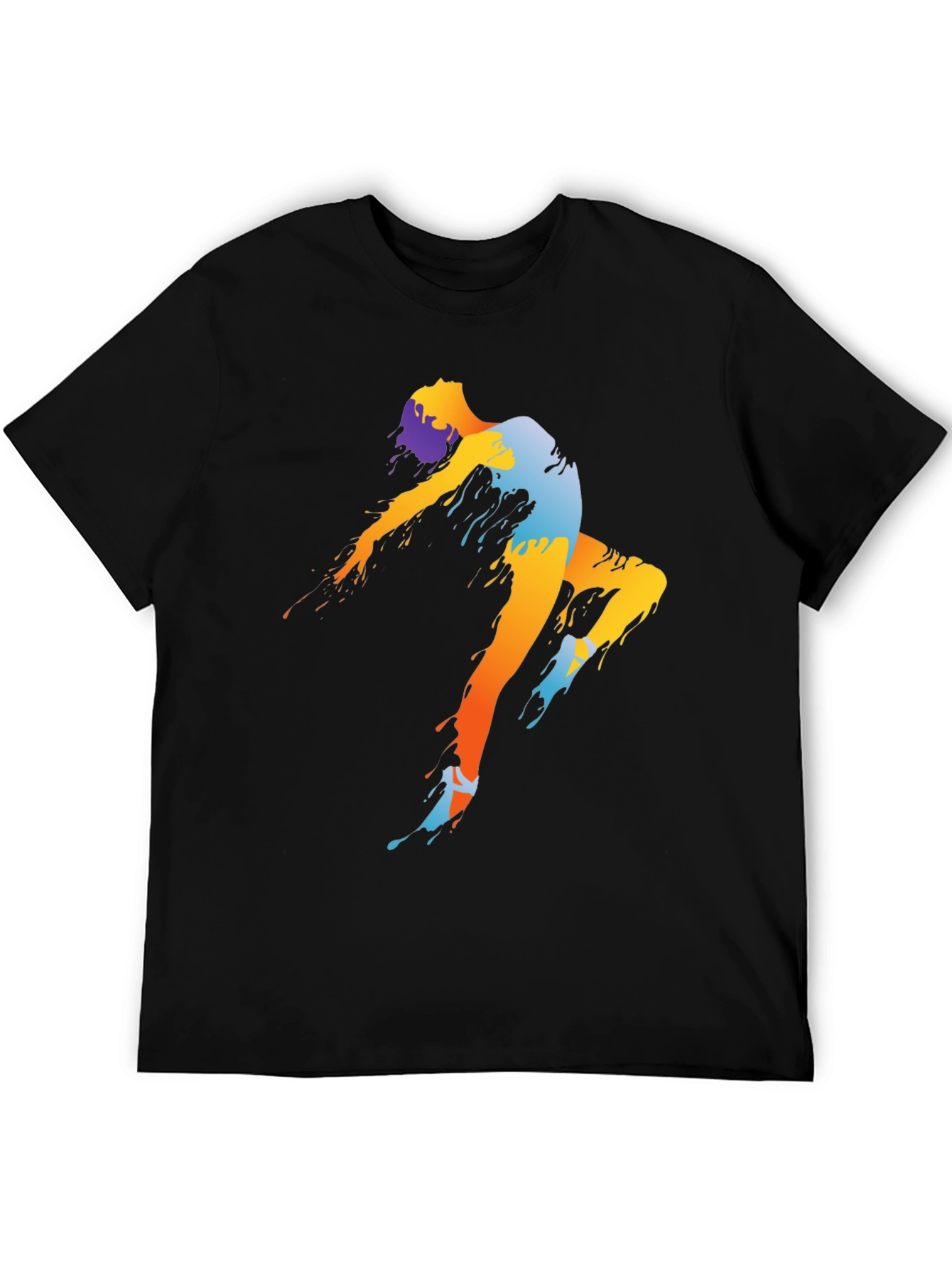Abstract Dancer Graphic Tee - Black Cotton Shirt