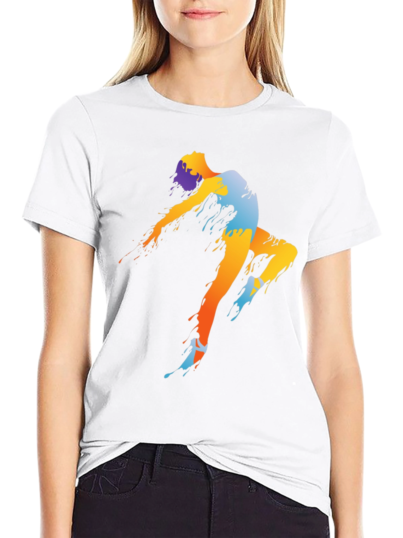 Abstract Dancer Graphic Tee - Black Cotton Shirt
