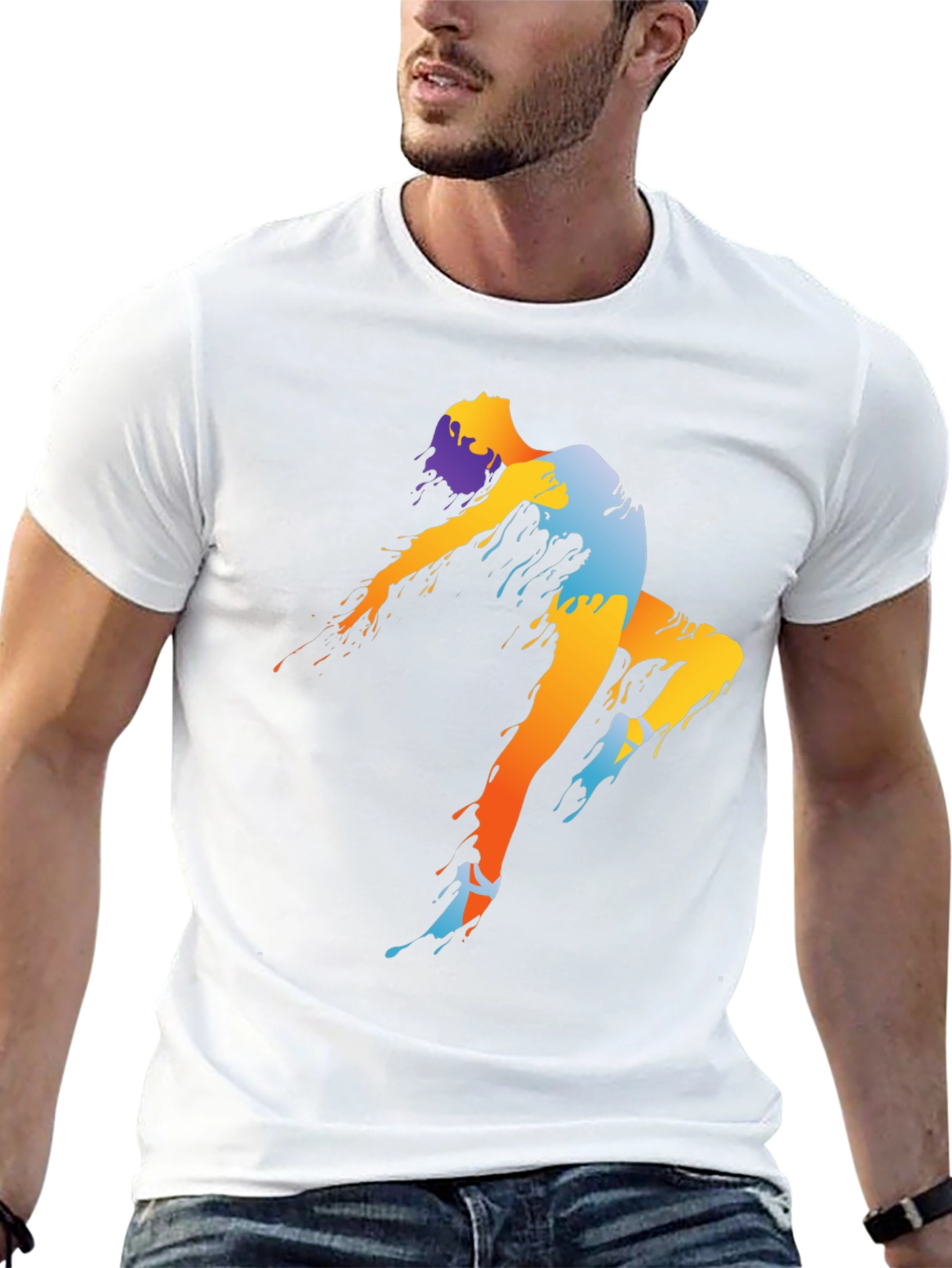Abstract Dancer Graphic Tee - Black Cotton Shirt