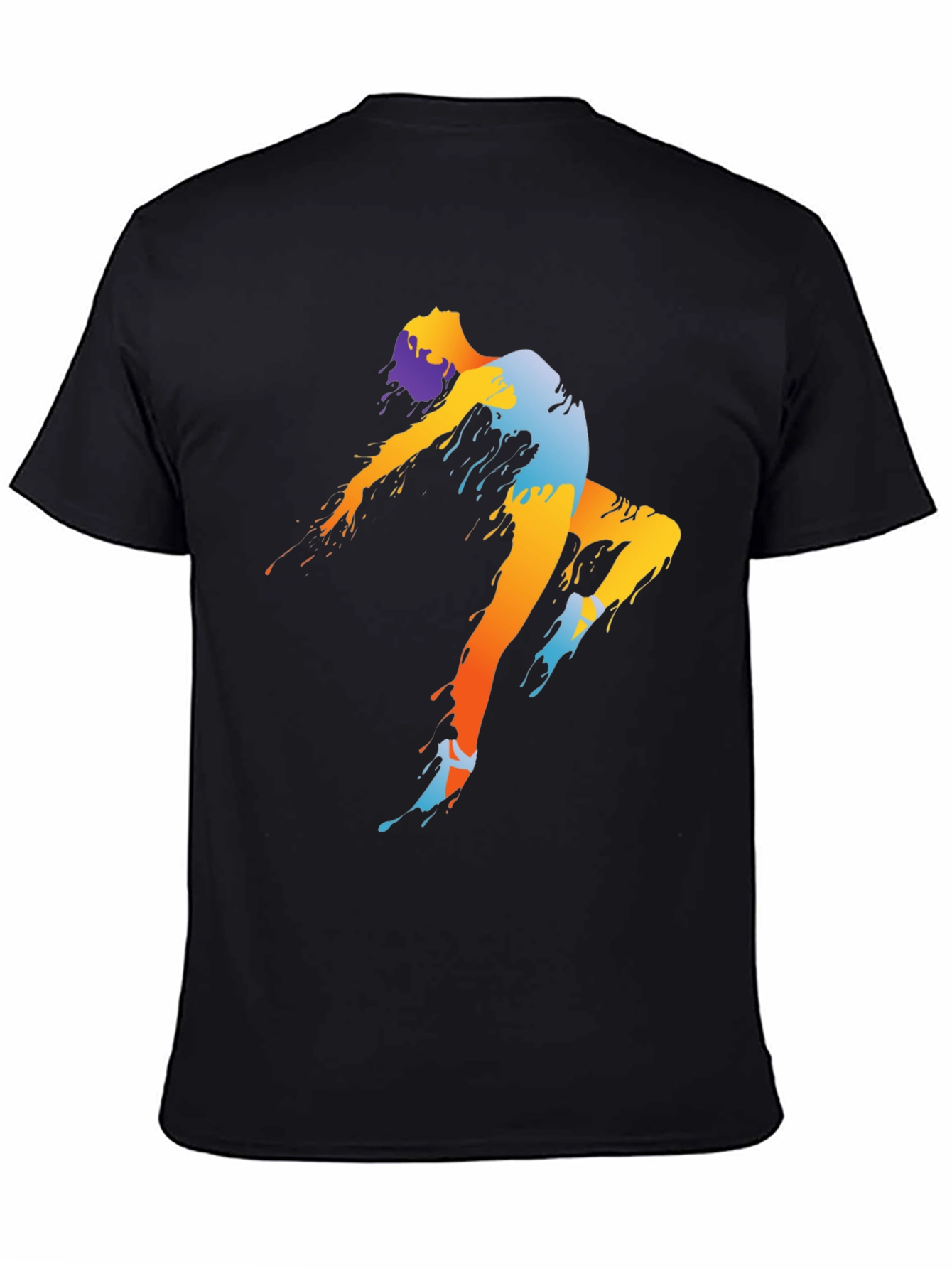 Abstract Dancer Graphic Tee - Black Cotton Shirt