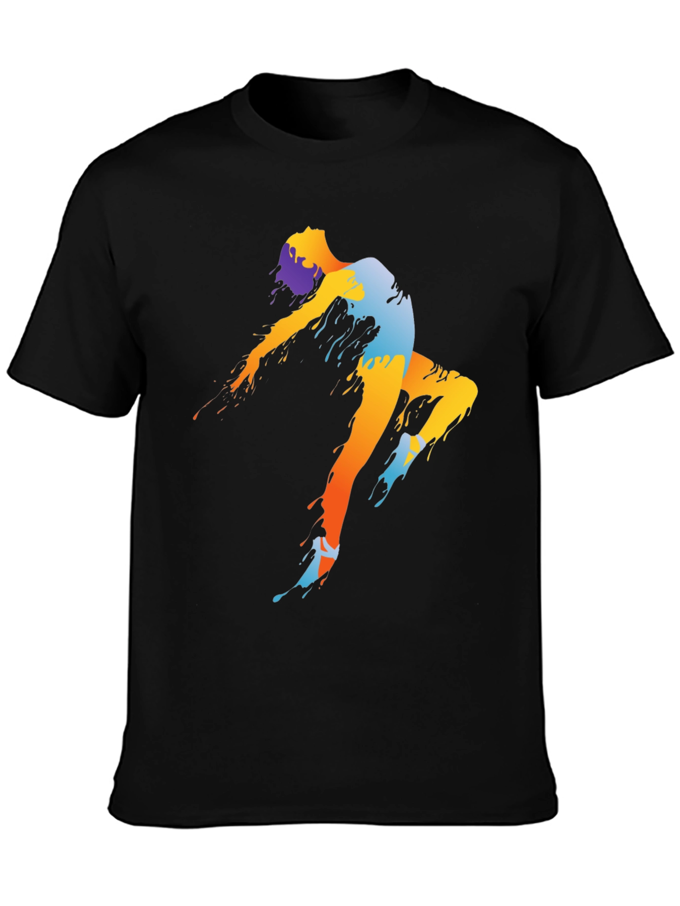 Abstract Dancer Graphic Tee - Black Cotton Shirt