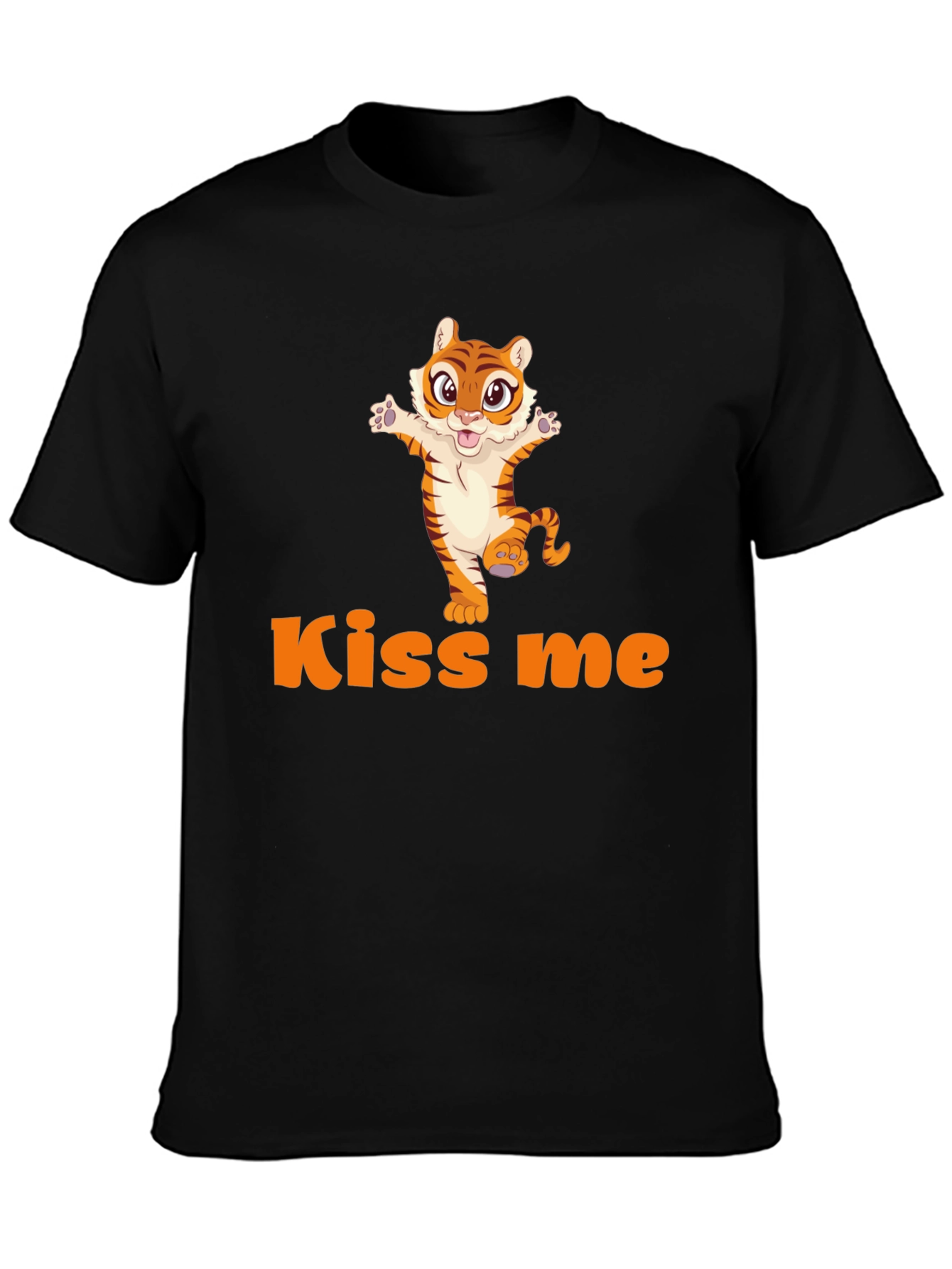 Kiss Me Tiger Graphic Tee - Cute Animal Design