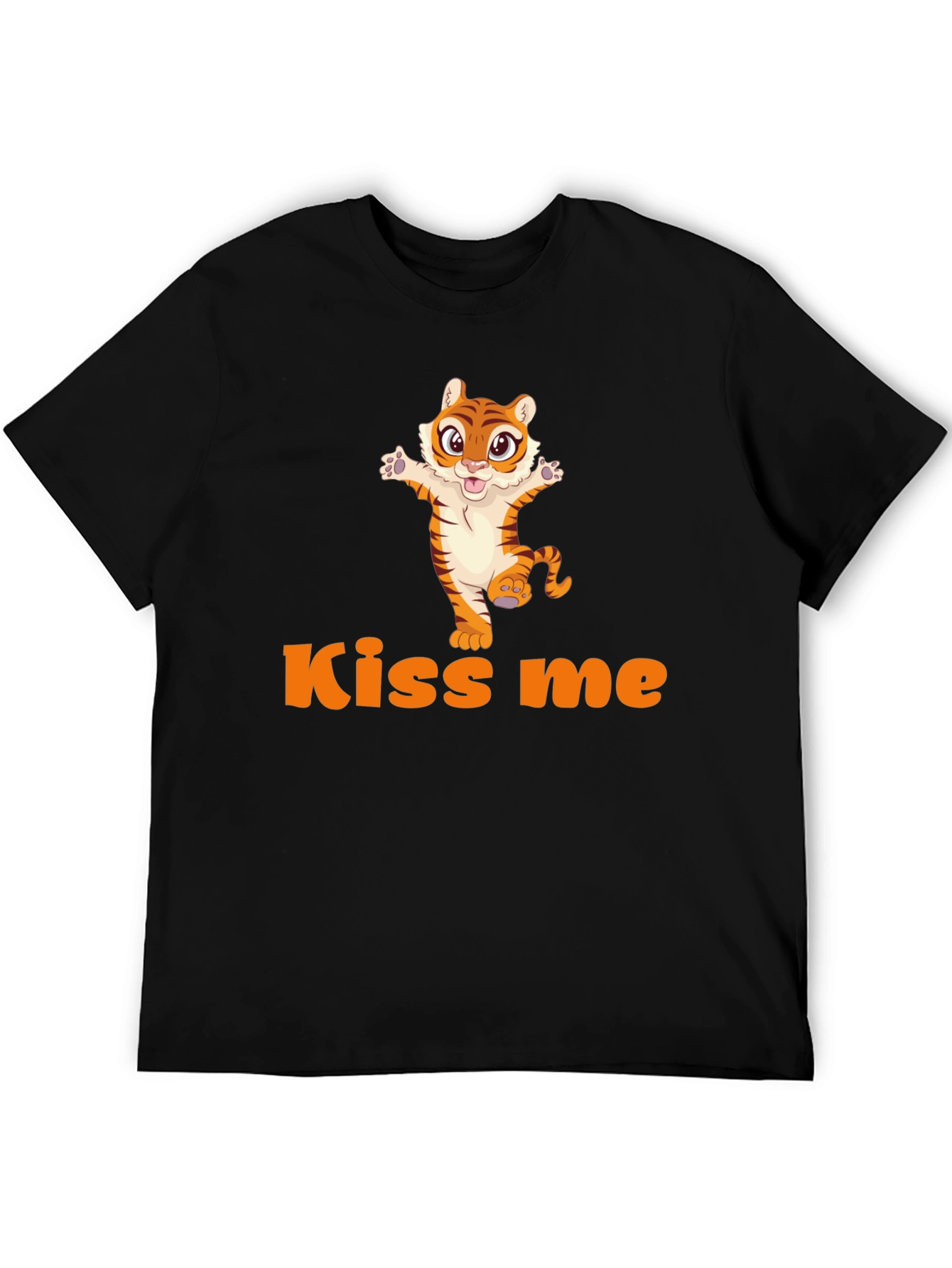 Kiss Me Tiger Graphic Tee - Cute Animal Design