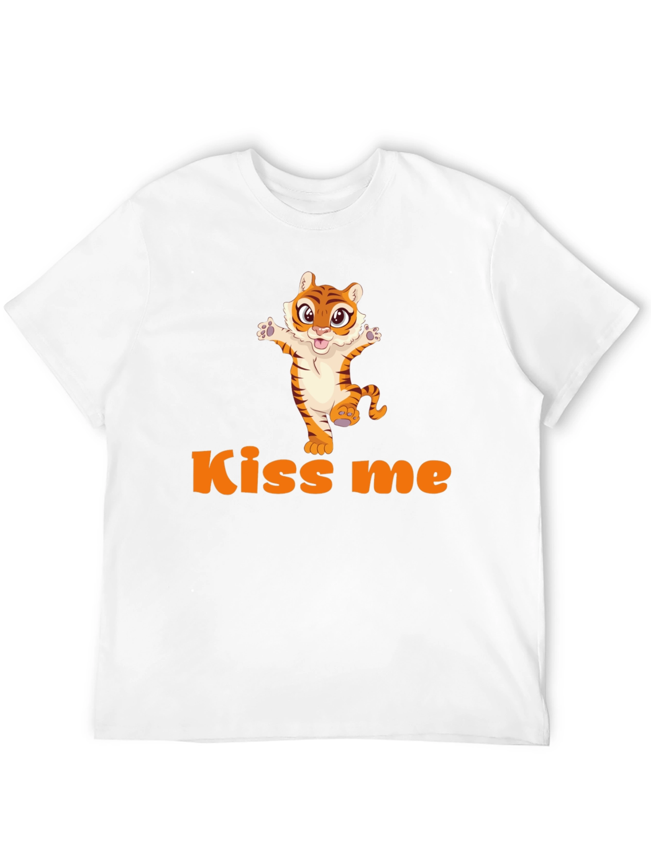 Kiss Me Tiger Graphic Tee - Cute Animal Design