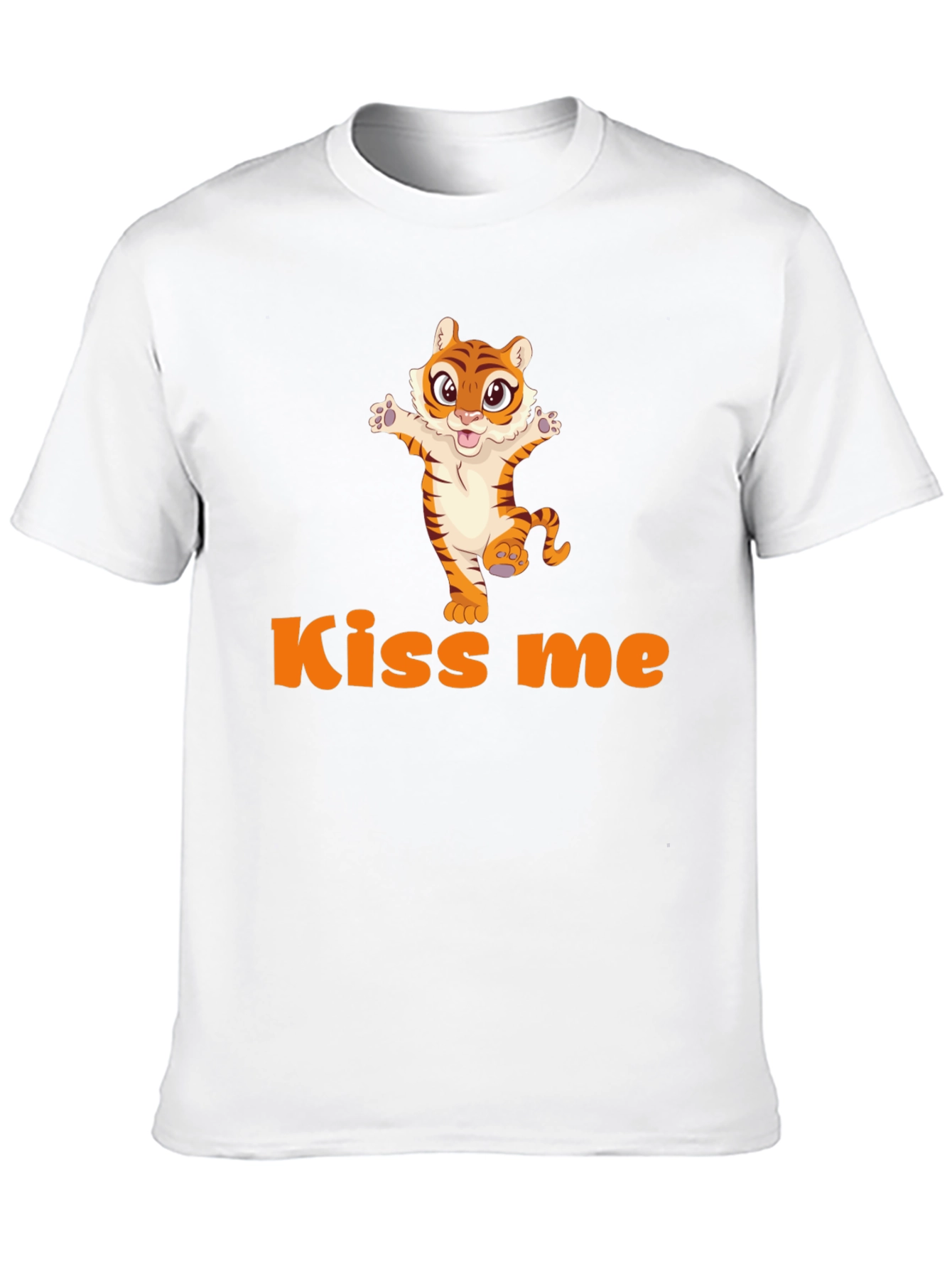 Kiss Me Tiger Graphic Tee - Cute Animal Design