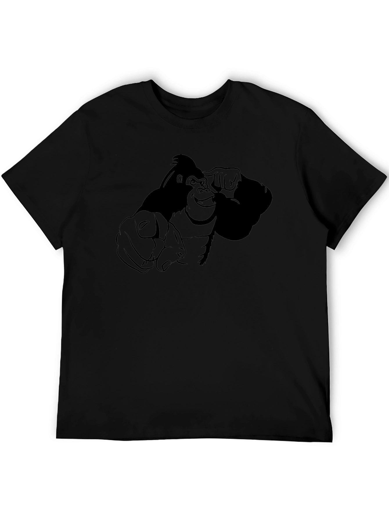 Pointing Gorilla Graphic Tee - Black Cotton Blend