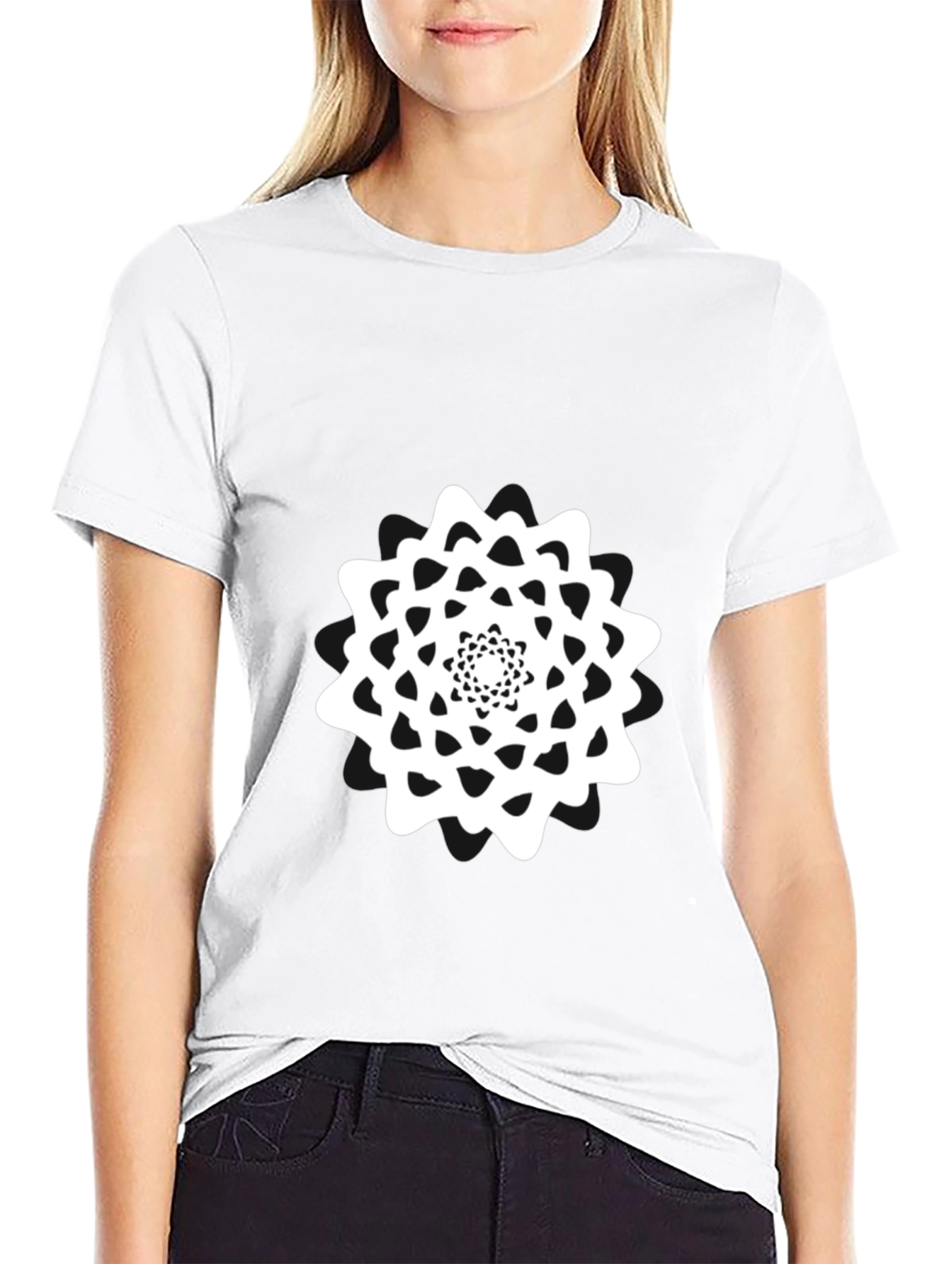 Abstract Mandala Graphic Tee - Black