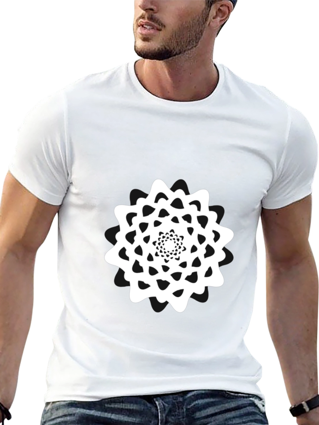 Abstract Mandala Graphic Tee - Black