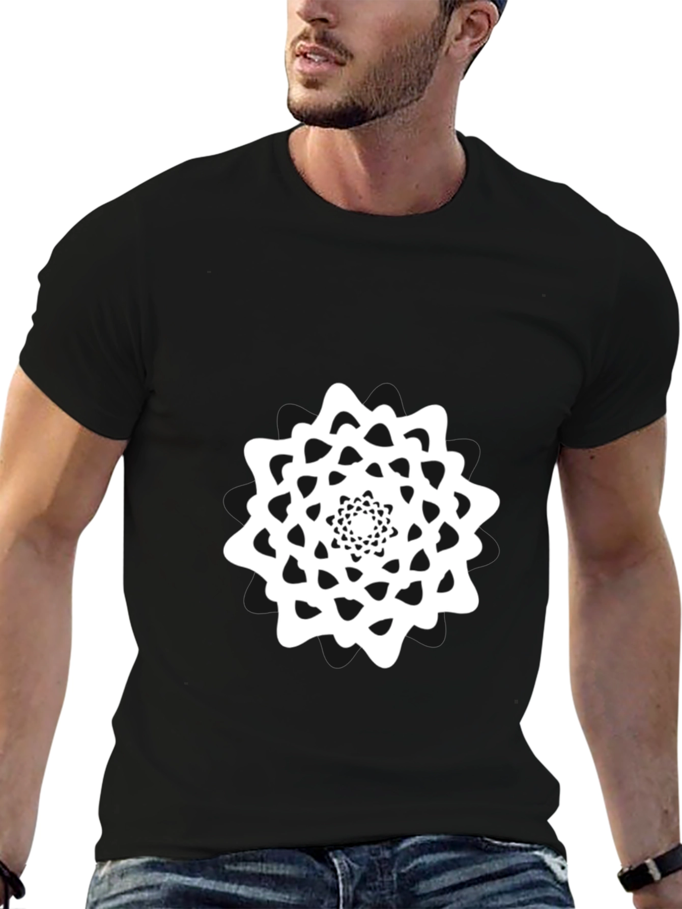 Abstract Mandala Graphic Tee - Black