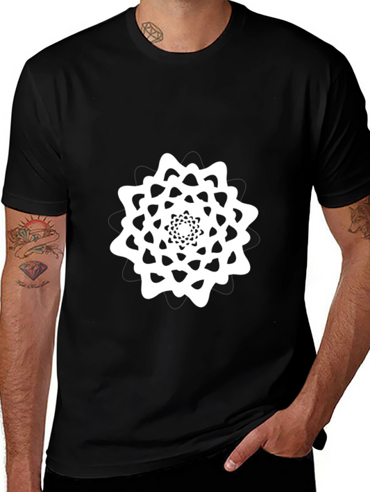 Abstract Mandala Graphic Tee - Black