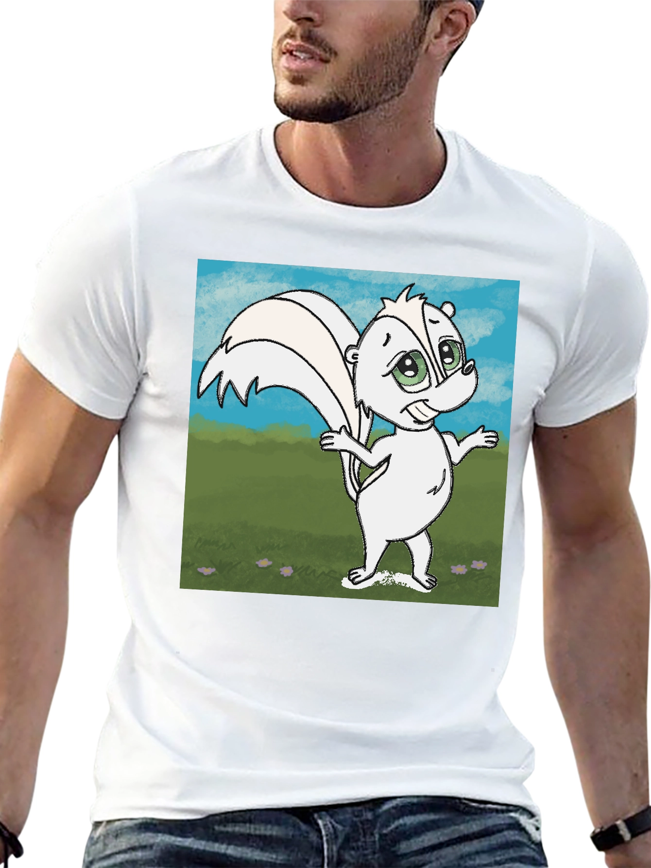 Cartoon Skunk Graphic T-Shirt - Unisex Cotton Tee