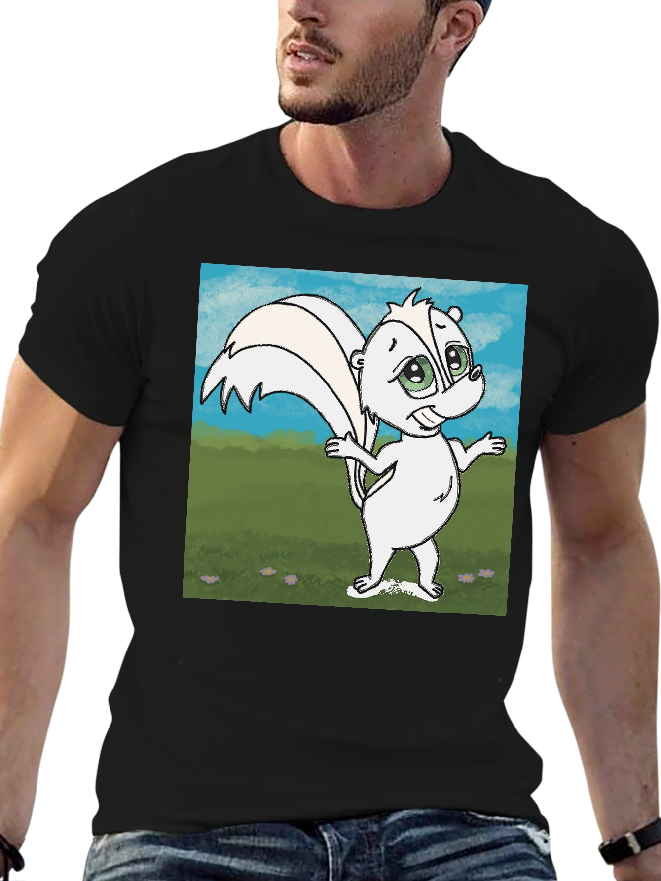 Cartoon Skunk Graphic T-Shirt - Unisex Cotton Tee