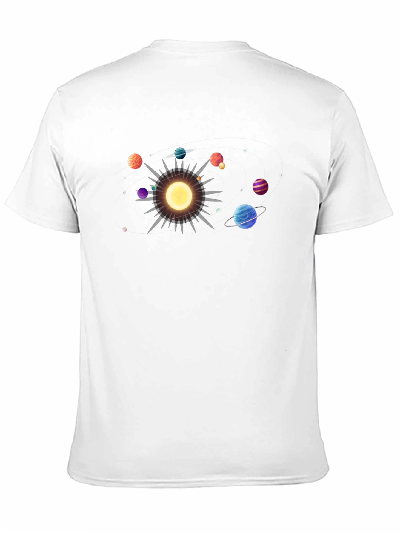 Solar System Graphic Tee - Black Cotton Casual Shirt