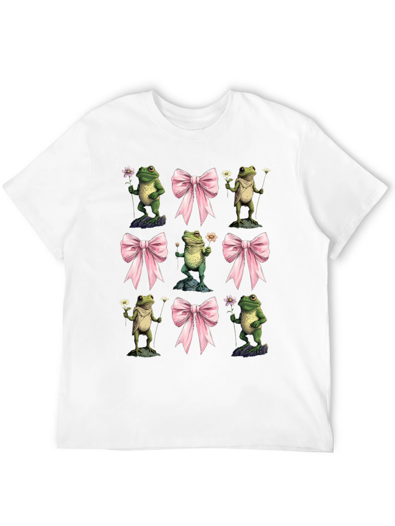 Frog & Bow Graphic T-Shirt - Whimsical Casual Tee