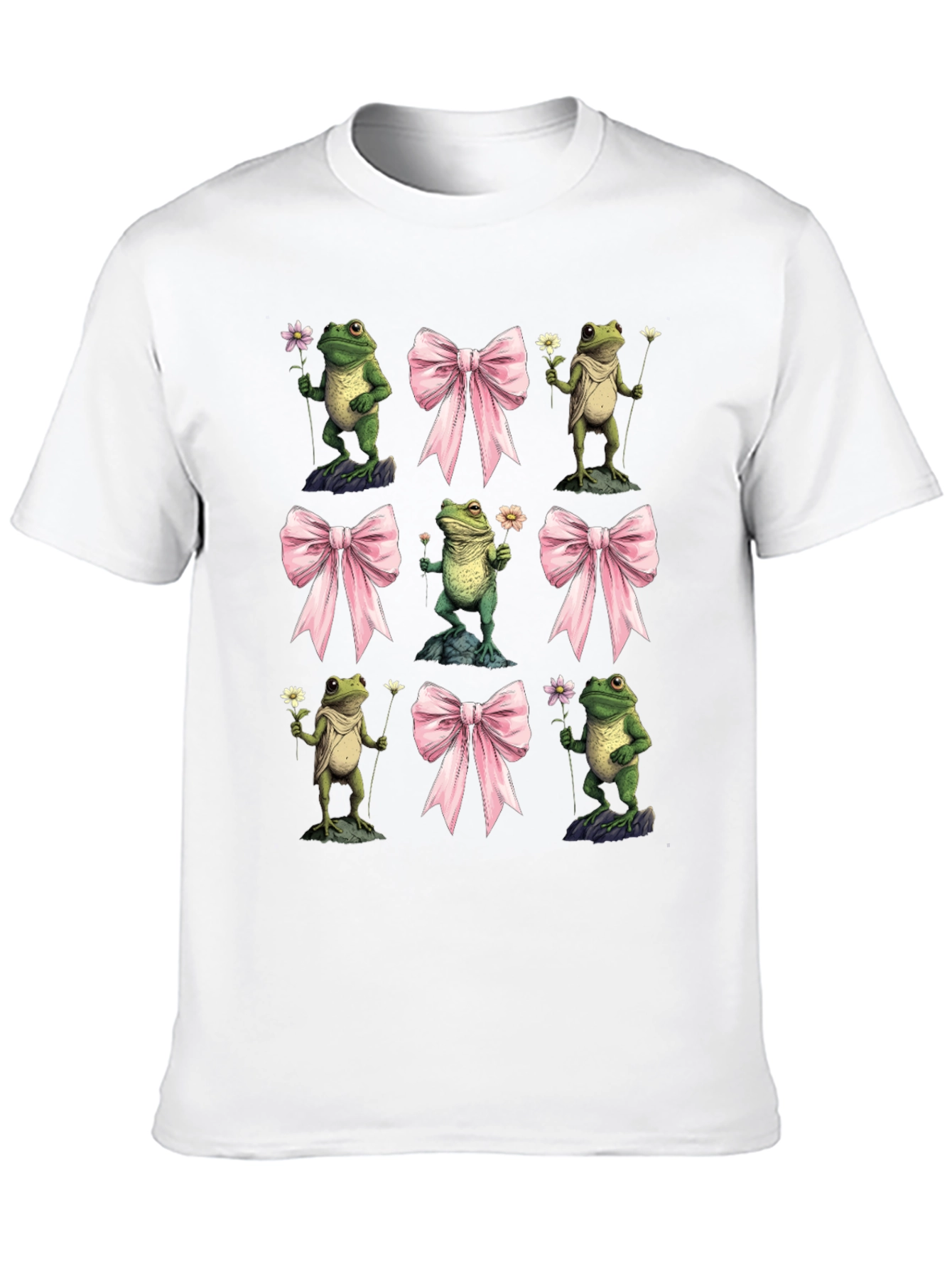 Frog & Bow Graphic T-Shirt - Whimsical Casual Tee