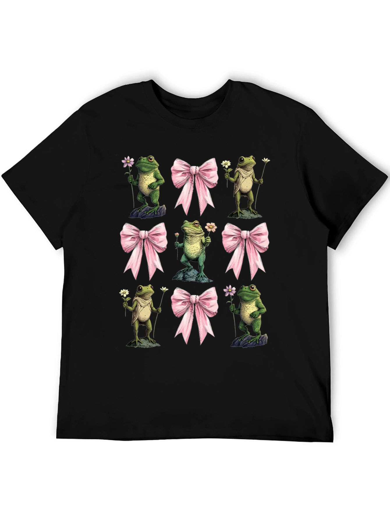 Frog & Bow Graphic T-Shirt - Whimsical Casual Tee