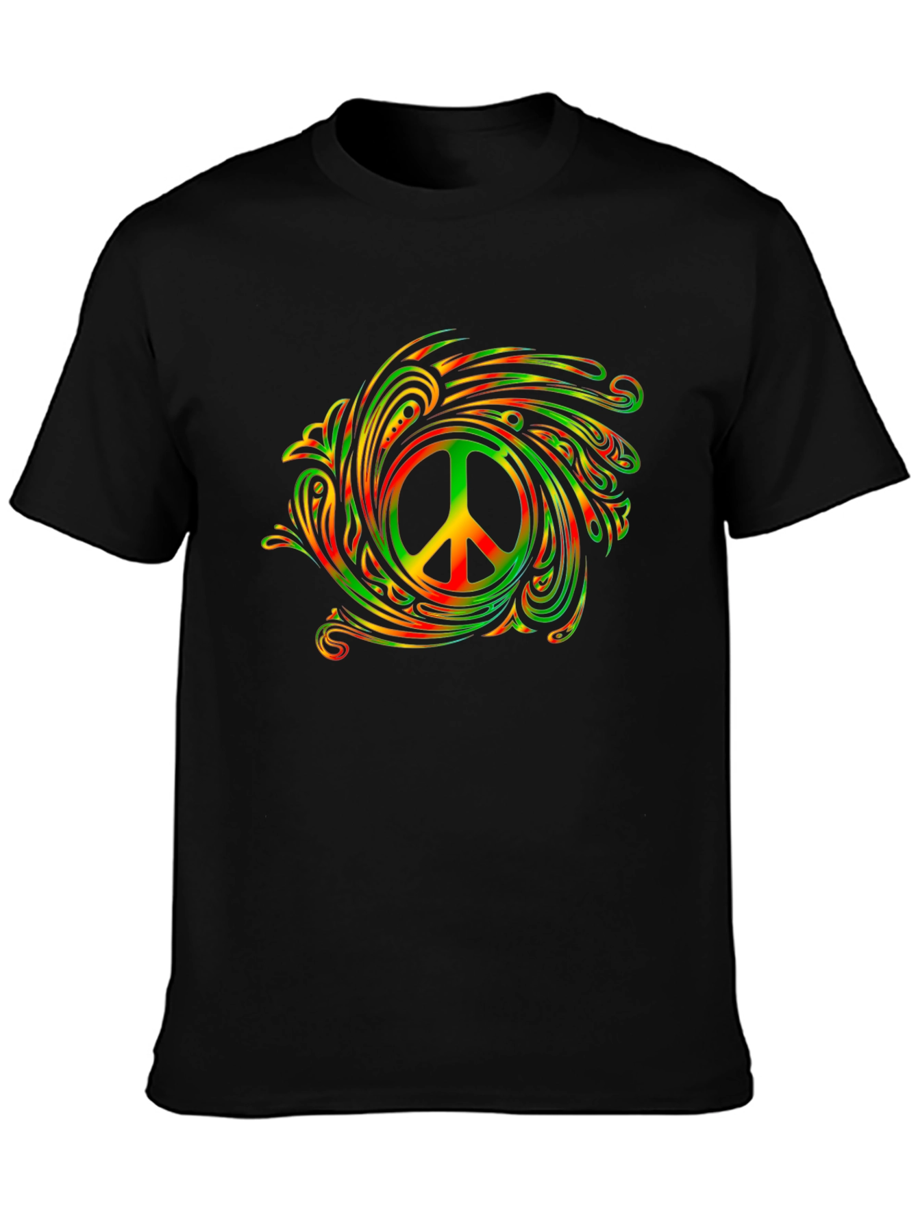 Rasta Peace Sign Graphic Tee - Mens Black T-Shirt