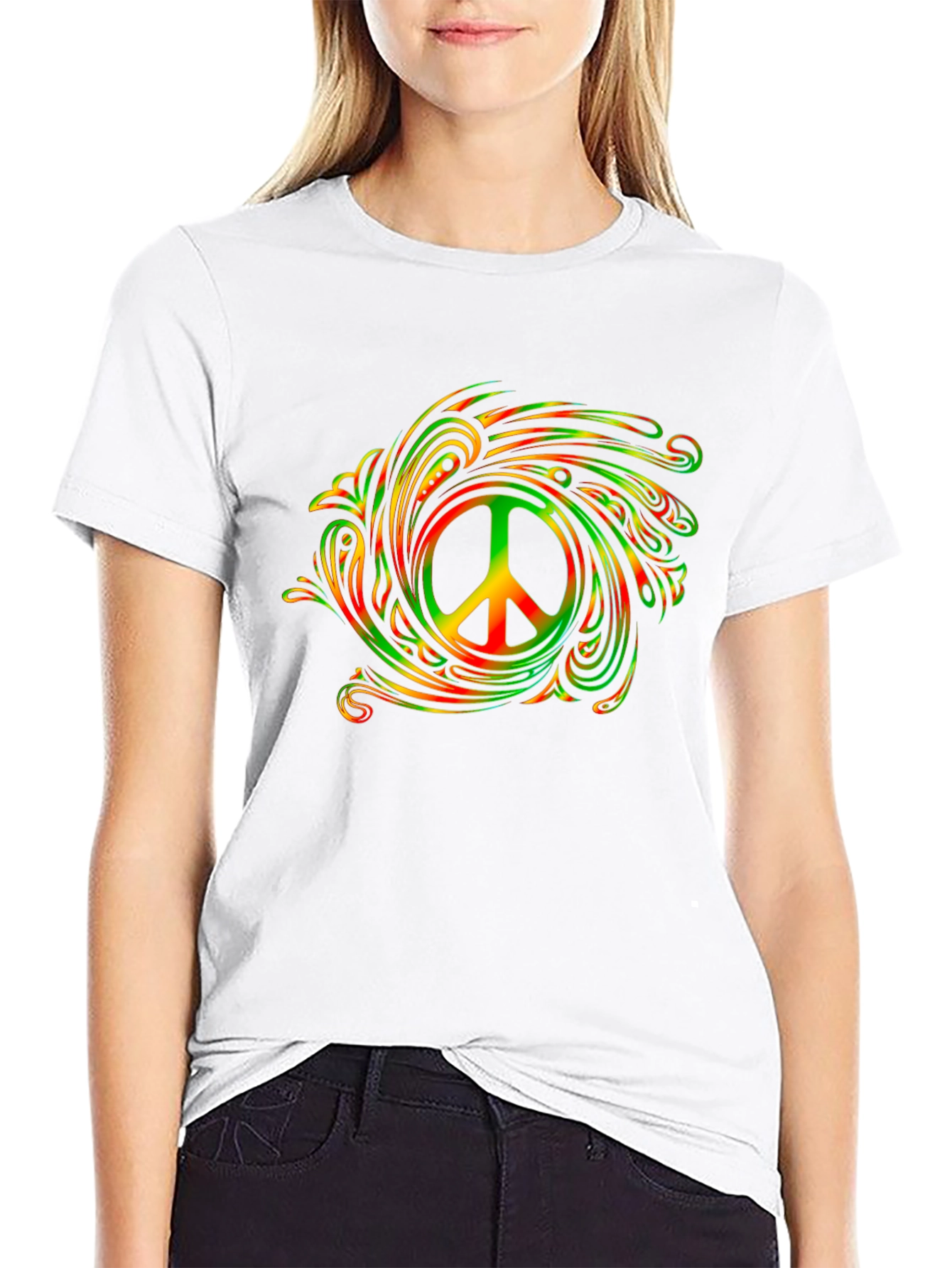 Rasta Peace Sign Graphic Tee - Mens Black T-Shirt