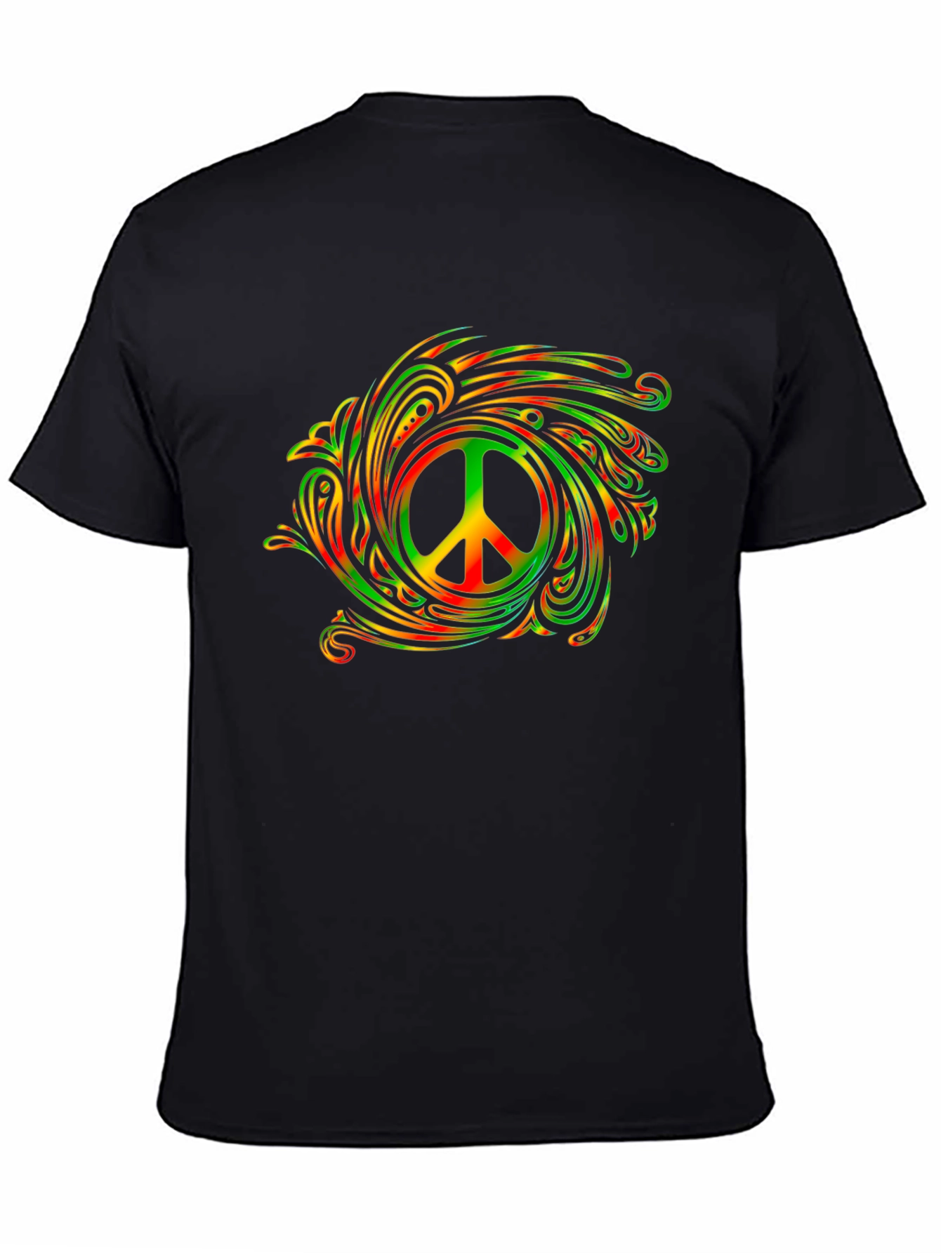 Rasta Peace Sign Graphic Tee - Mens Black T-Shirt