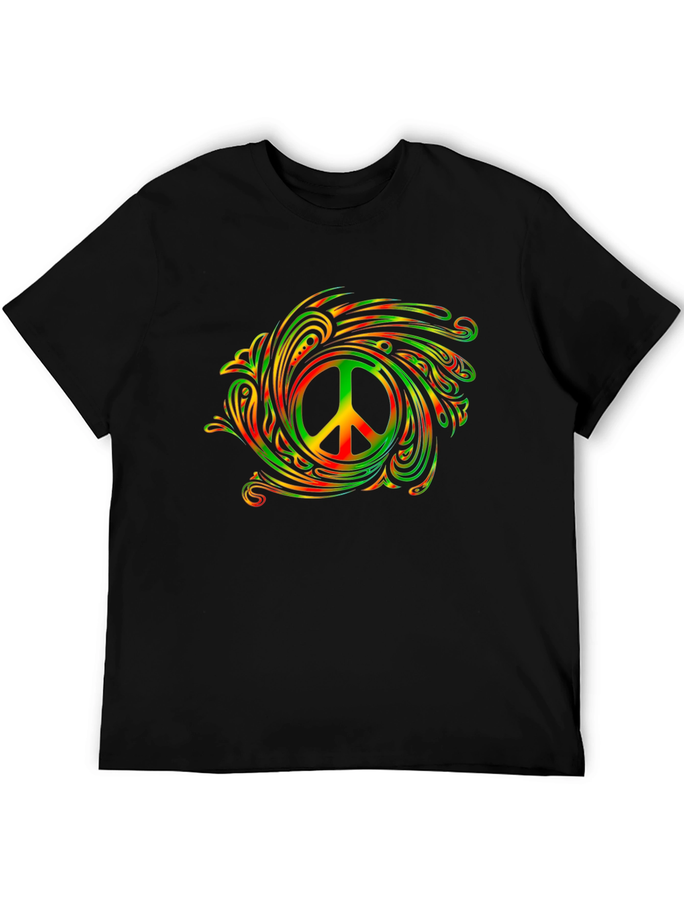 Rasta Peace Sign Graphic Tee - Mens Black T-Shirt