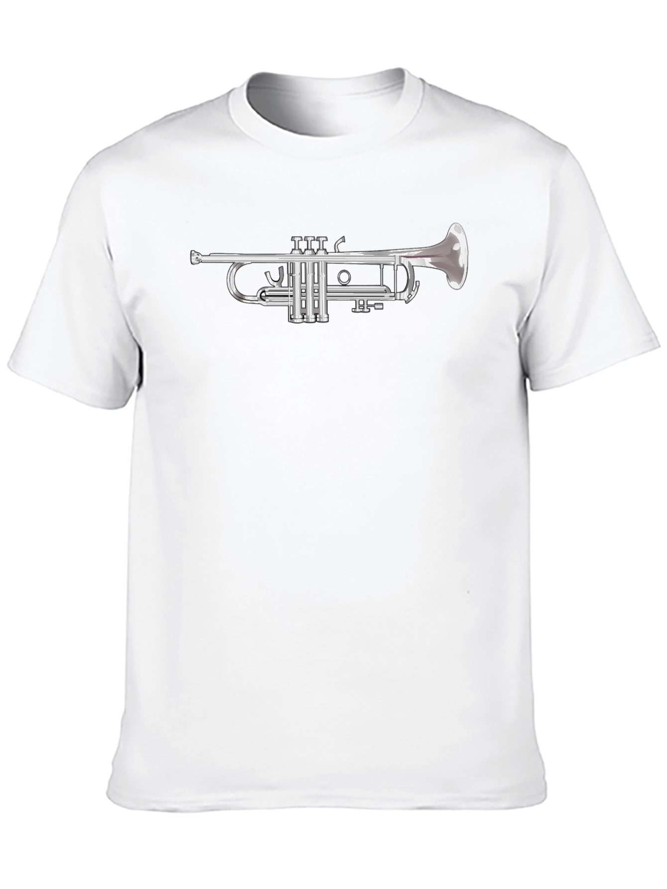 Black T-Shirt with Silver Trumpet Graphic