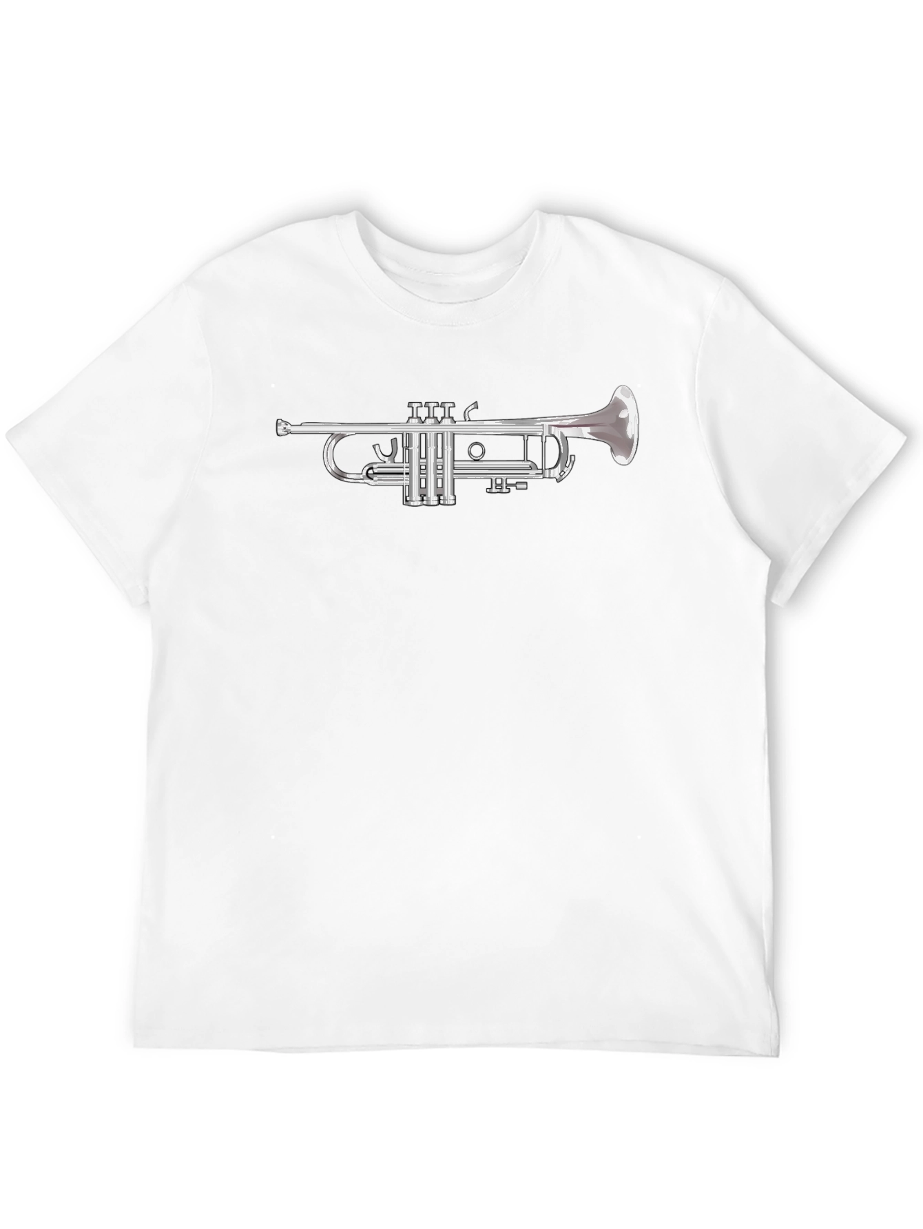 Black T-Shirt with Silver Trumpet Graphic