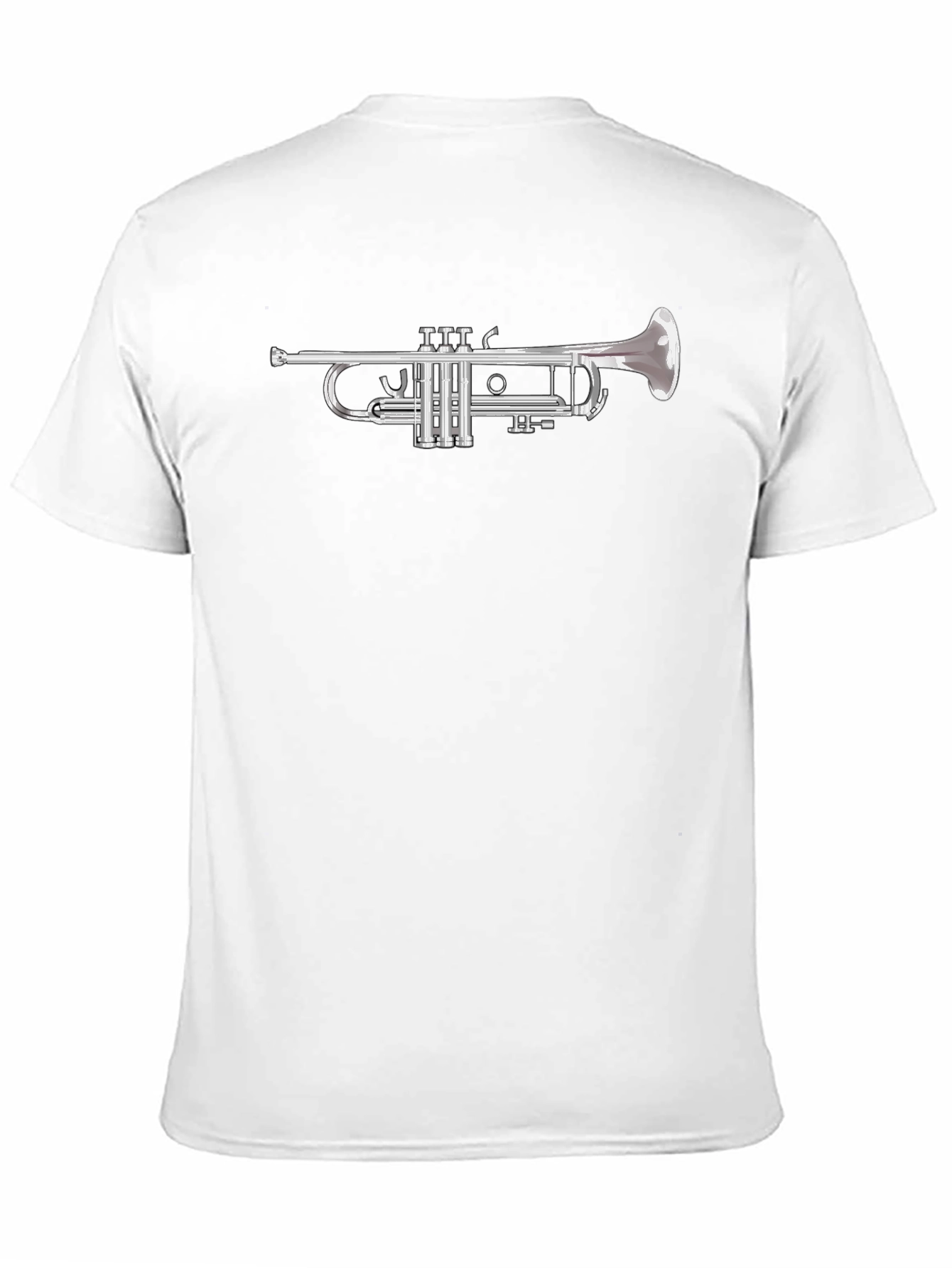 Black T-Shirt with Silver Trumpet Graphic