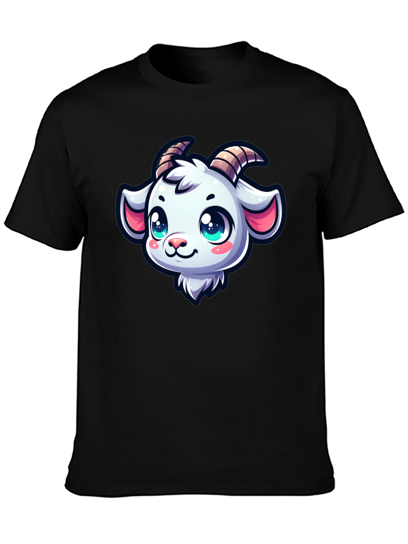 Goat Head Cartoon Black T-Shirt