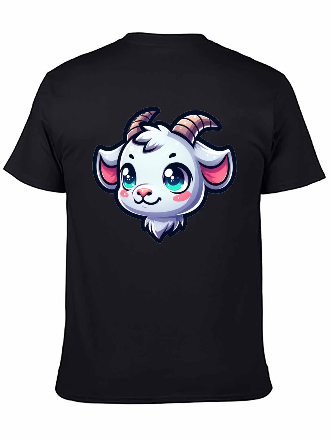 Goat Head Cartoon Black T-Shirt