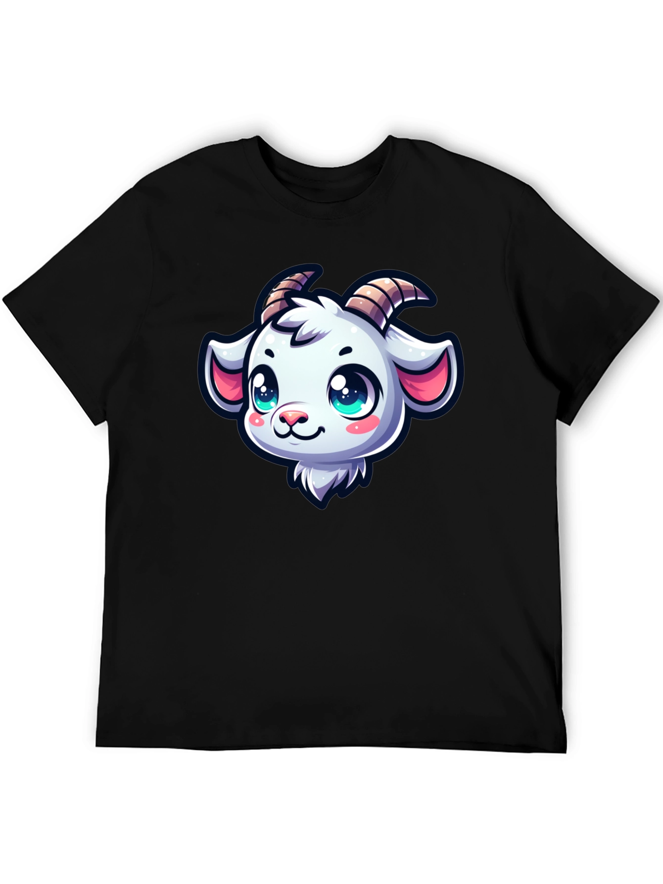 Goat Head Cartoon Black T-Shirt