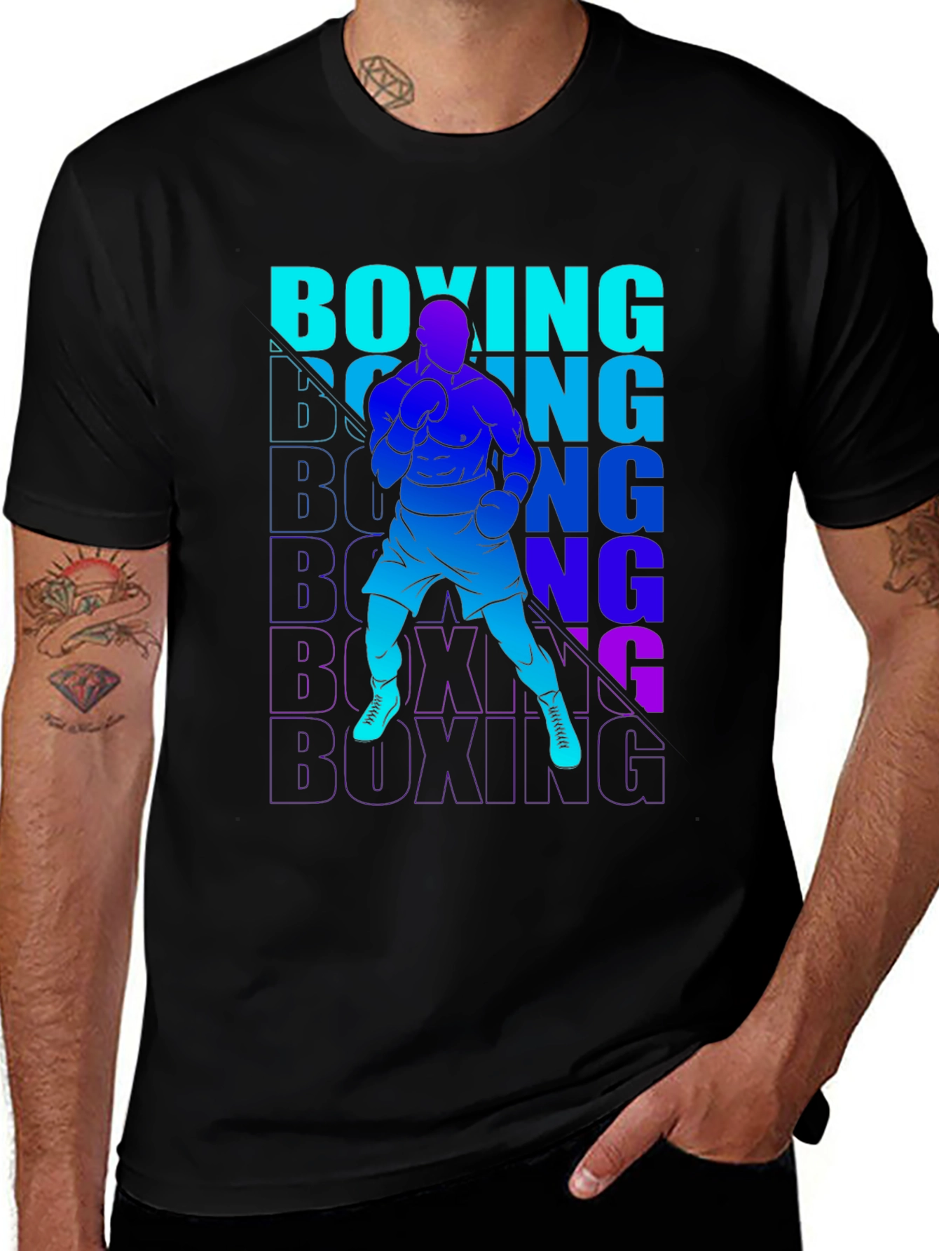 Boxing Graphic Print T-Shirt for Men