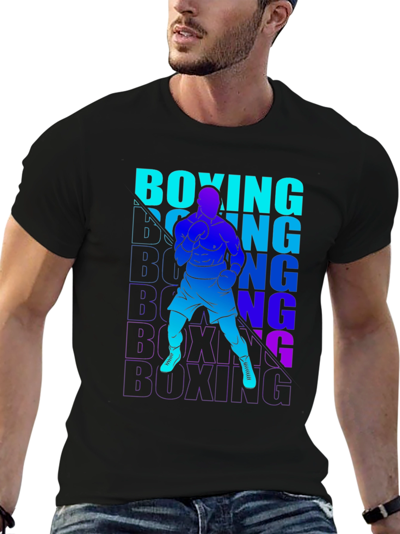 Boxing Graphic Print T-Shirt for Men