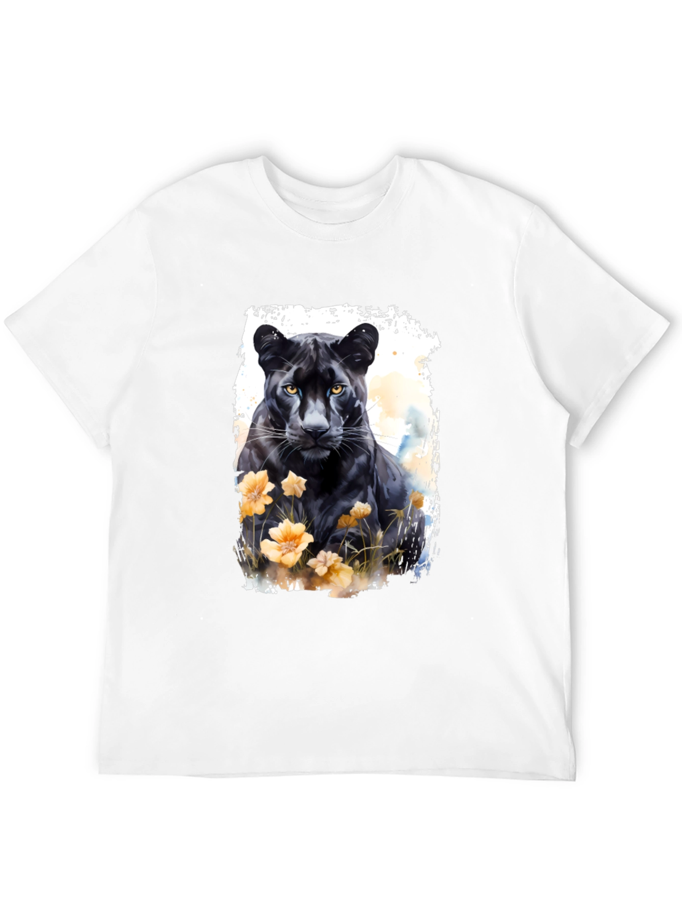 Black Panther Floral Graphic Tee - Mens Fashion