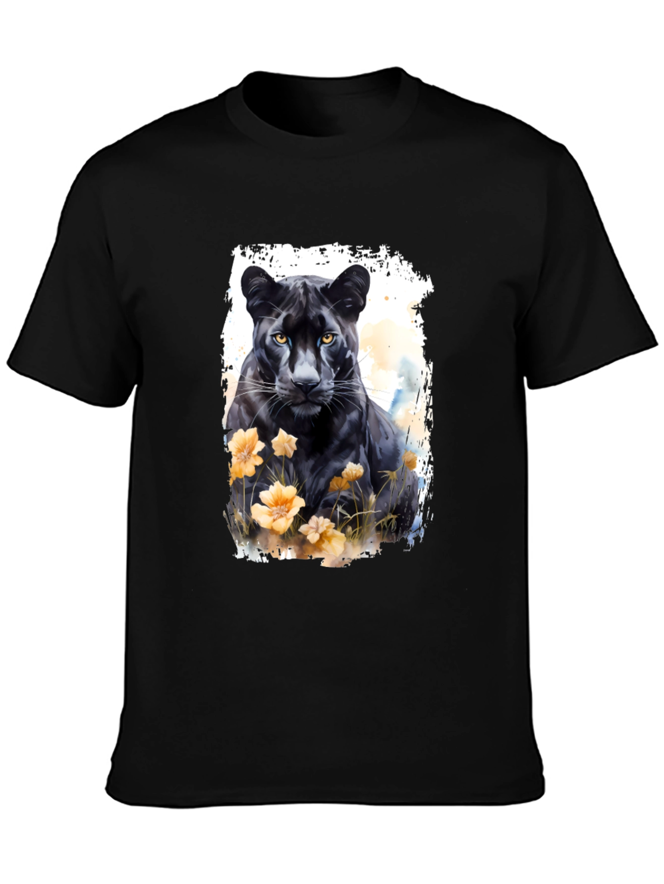 Black Panther Floral Graphic Tee - Mens Fashion
