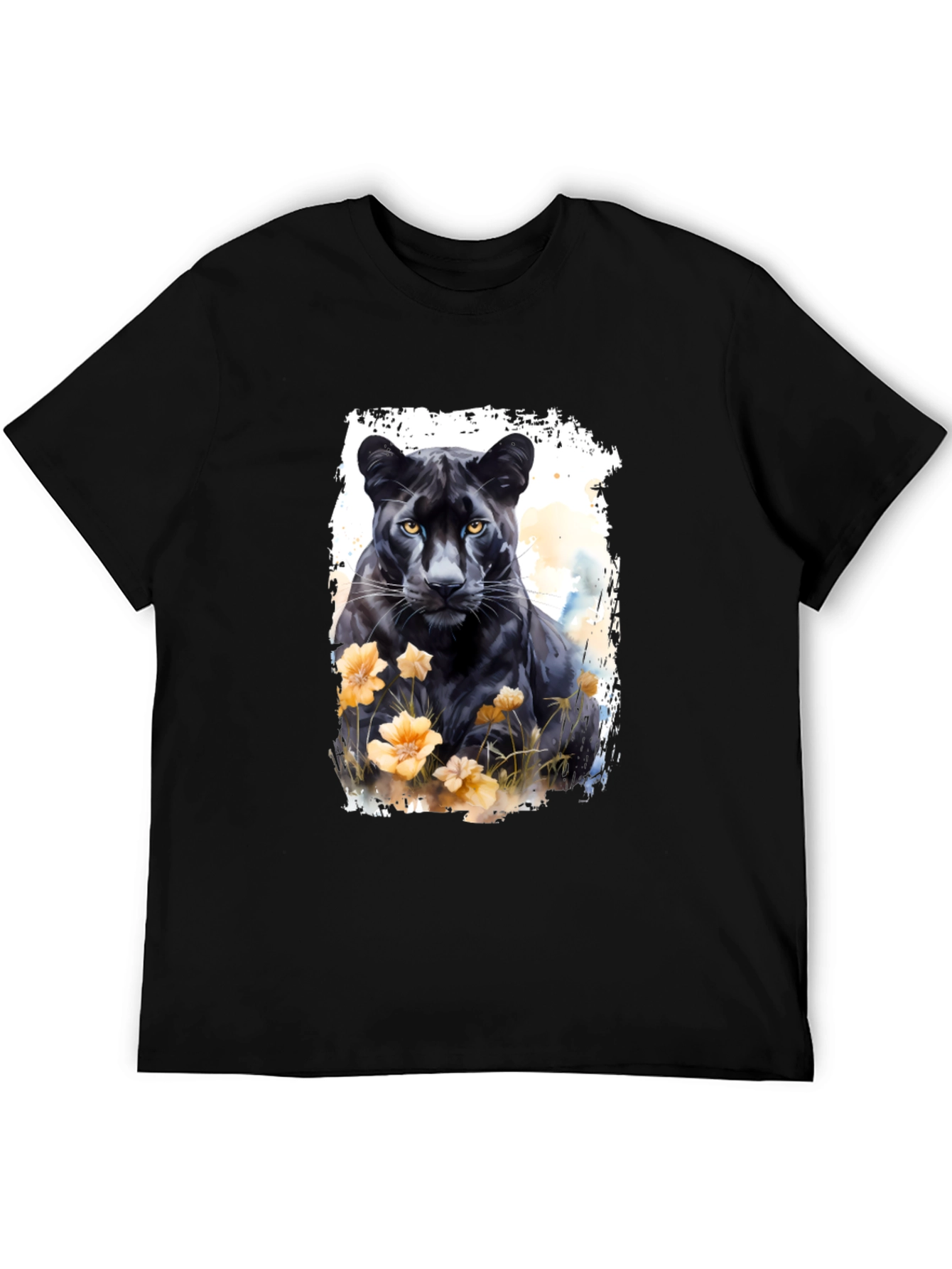 Black Panther Floral Graphic Tee - Mens Fashion