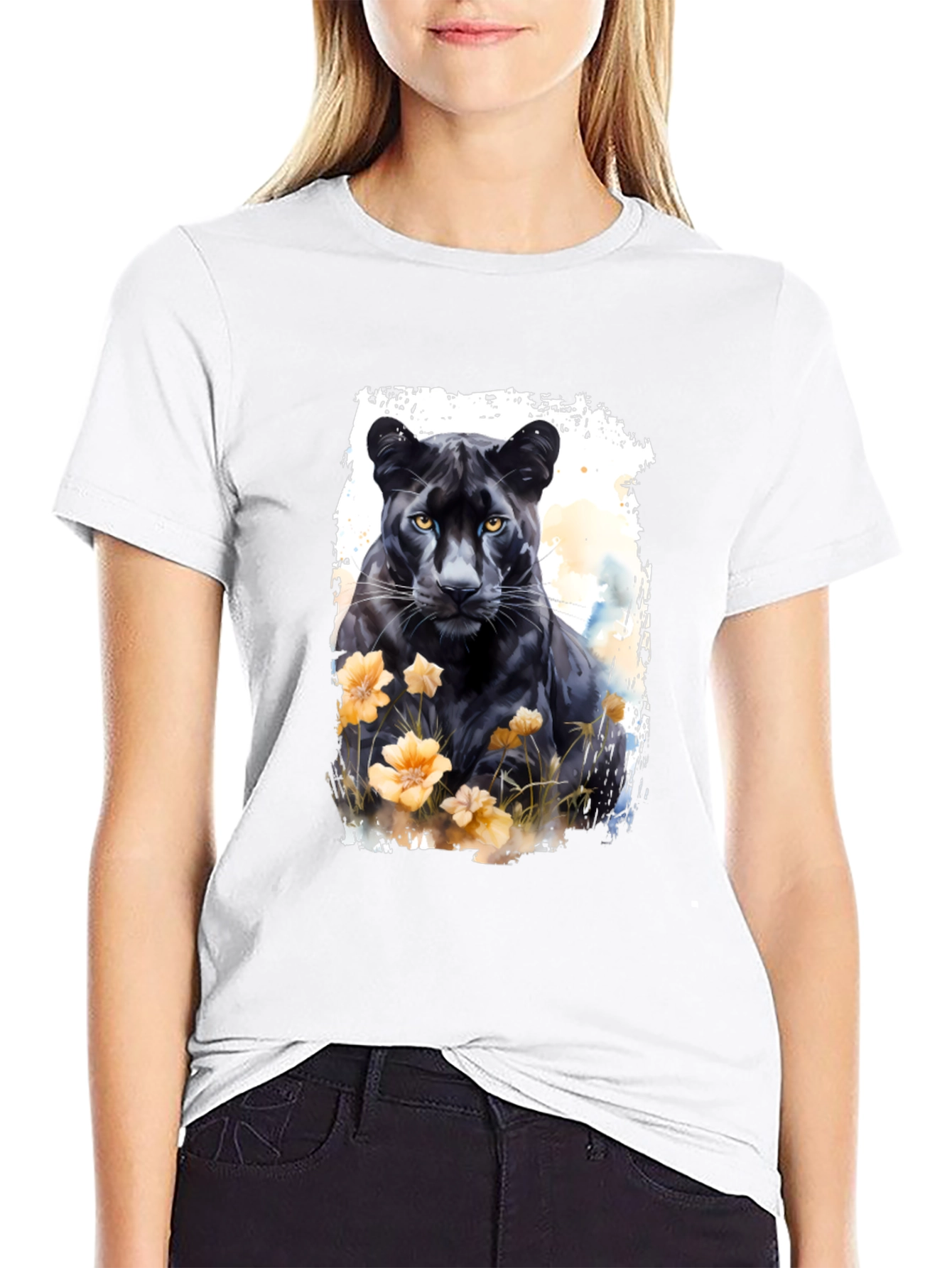 Black Panther Floral Graphic Tee - Mens Fashion