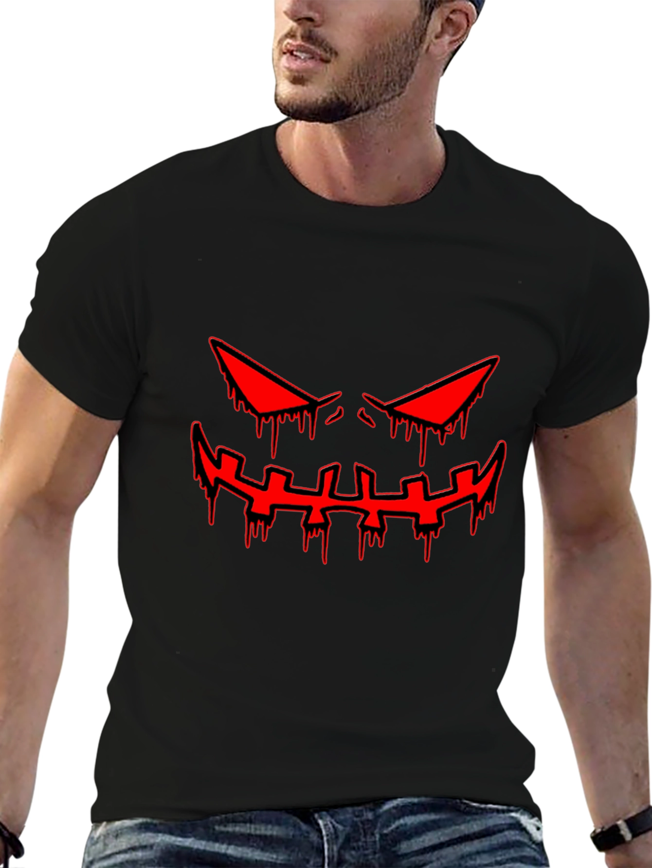 Halloween Graphic Tee - Scary Red Face