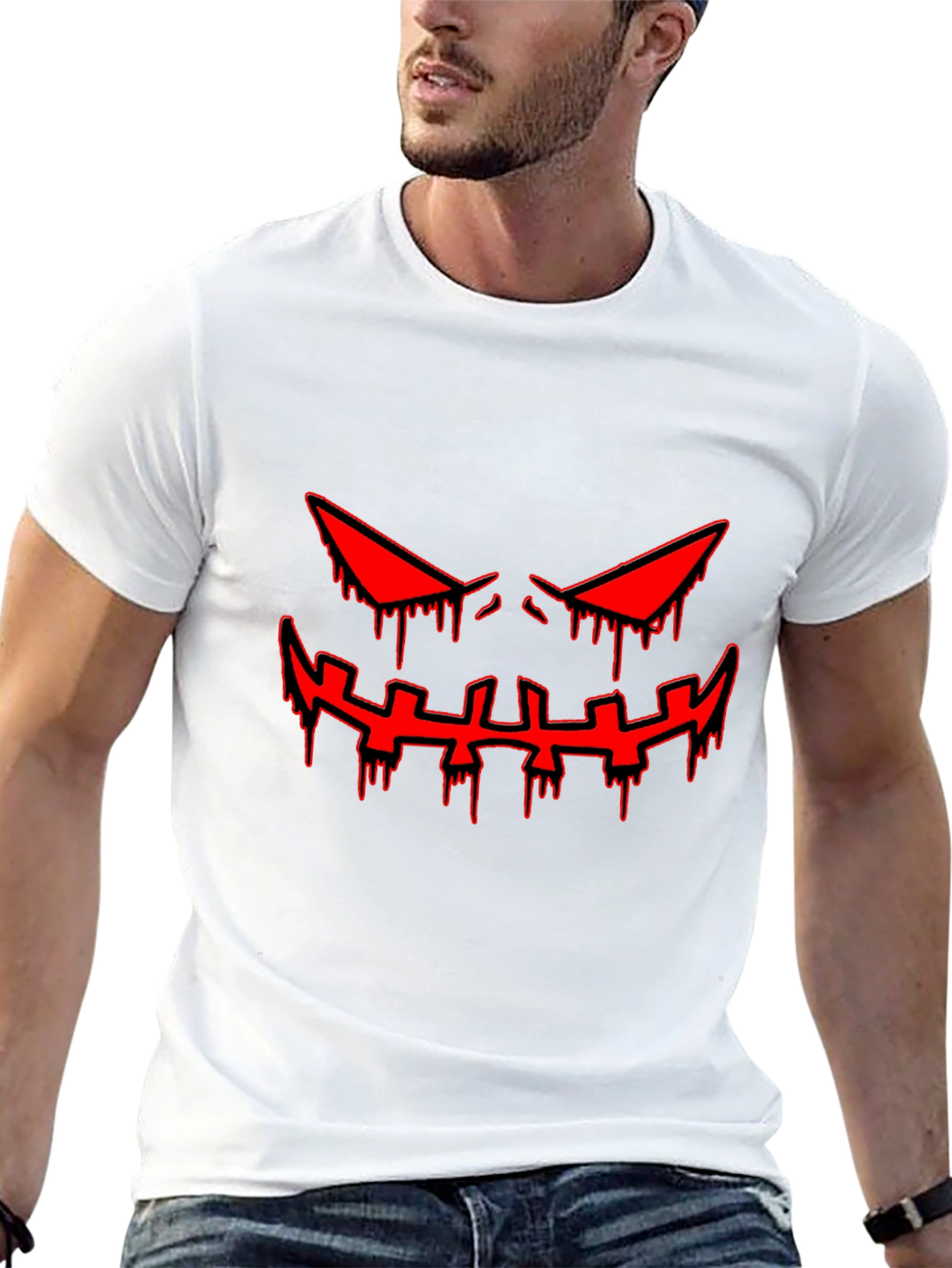 Halloween Graphic Tee - Scary Red Face