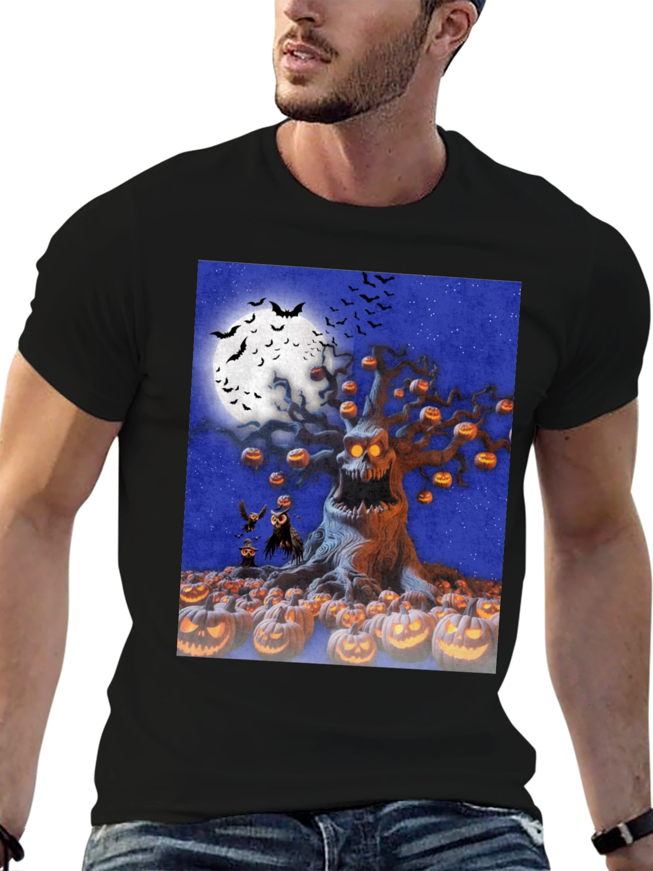 Halloween Tree Graphic Tee - Spooky Season Shirt