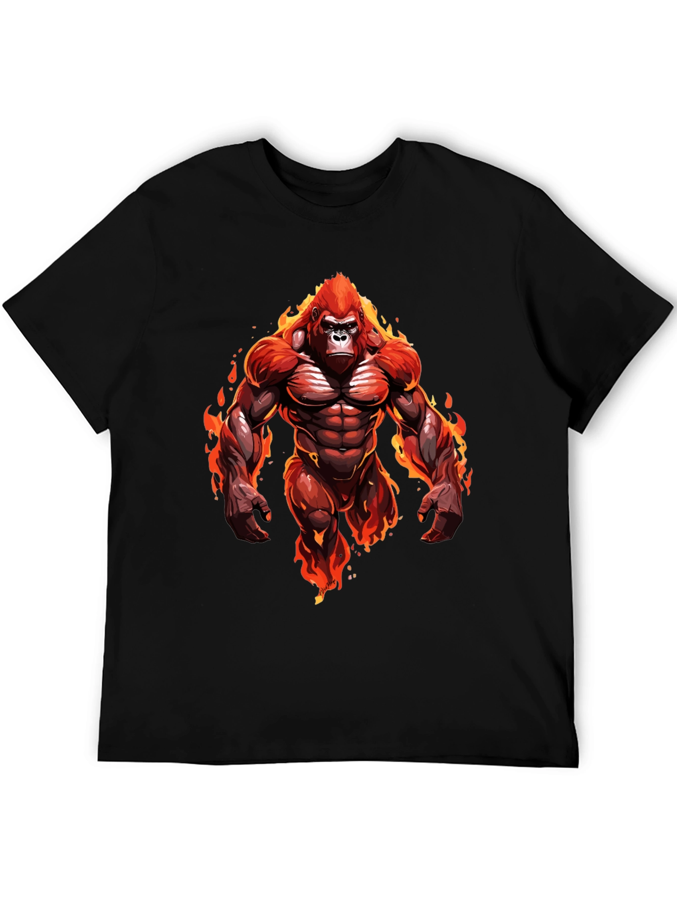 Fiery Gorilla Graphic Tee - Bold Black T-Shirt